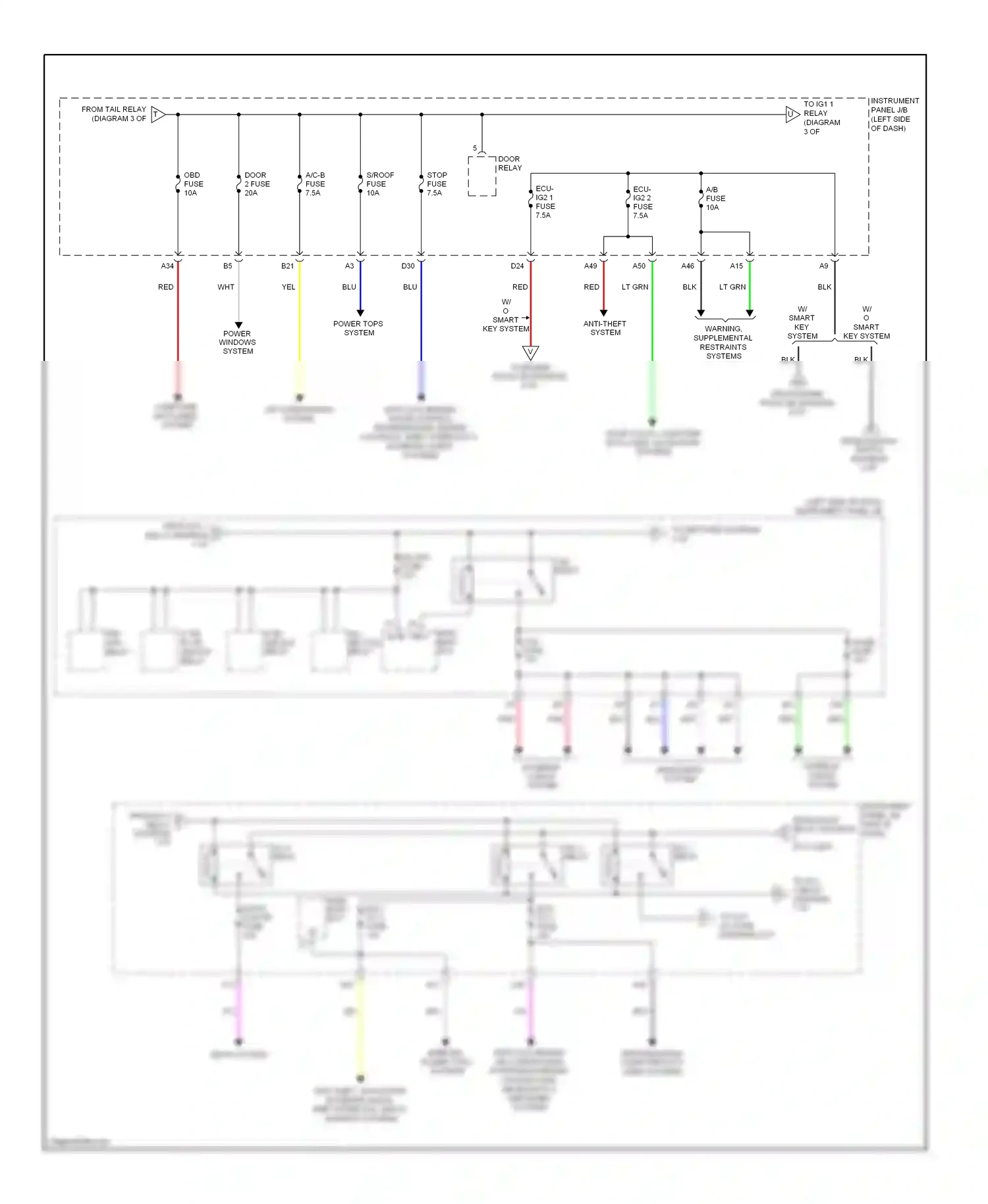 Wiring diagram door locks, computer data lines, navigation systems for Toyota Camry XV50 (2011-2014) (1 of 1)