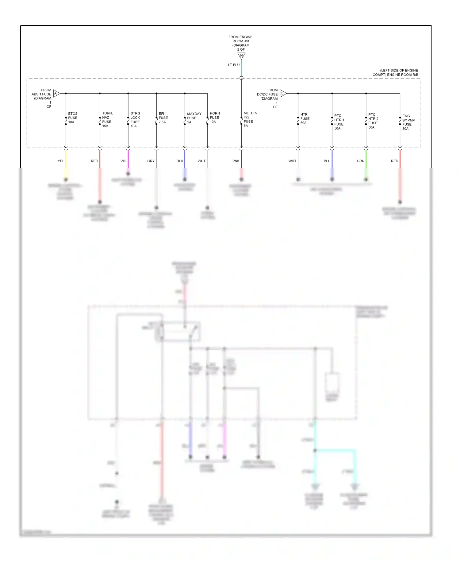 Wiring diagram engine controls, air conditioning systems for Toyota Camry XV50 (2011-2014) (1 of 1)