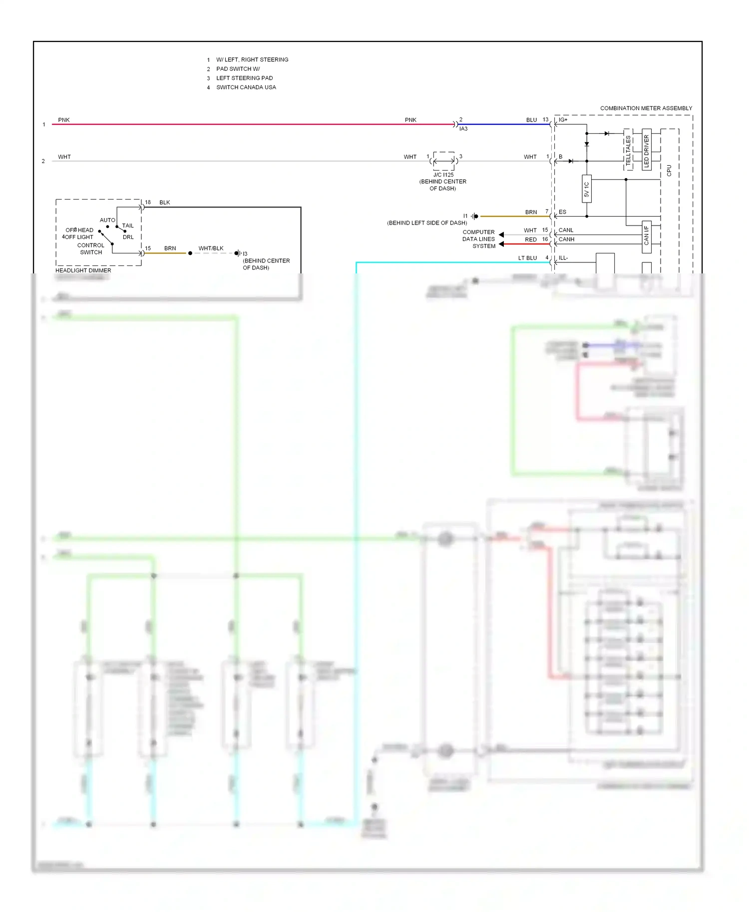 Wiring diagram headlight dimmer switch assembly for Toyota Camry XV50 (2011-2014) (7 of 7)
