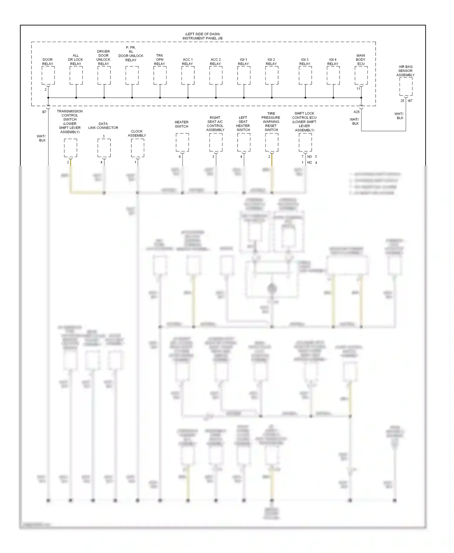 Wiring diagram headlight dimmer switch assembly for Toyota Camry XV50 (2011-2014) (2 of 7)