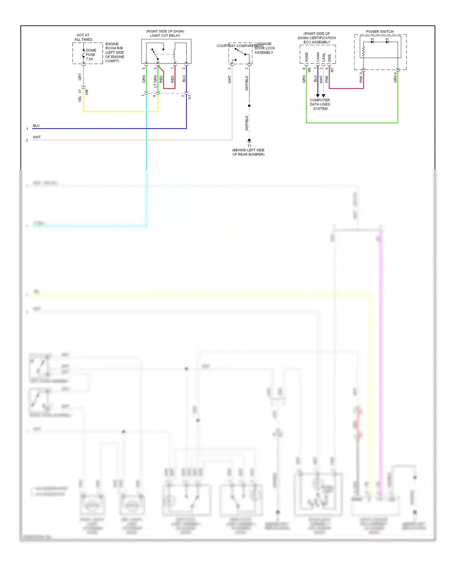 Wiring diagram left visor assembly for Toyota Camry XV50 (2011-2014) (1 of 4)