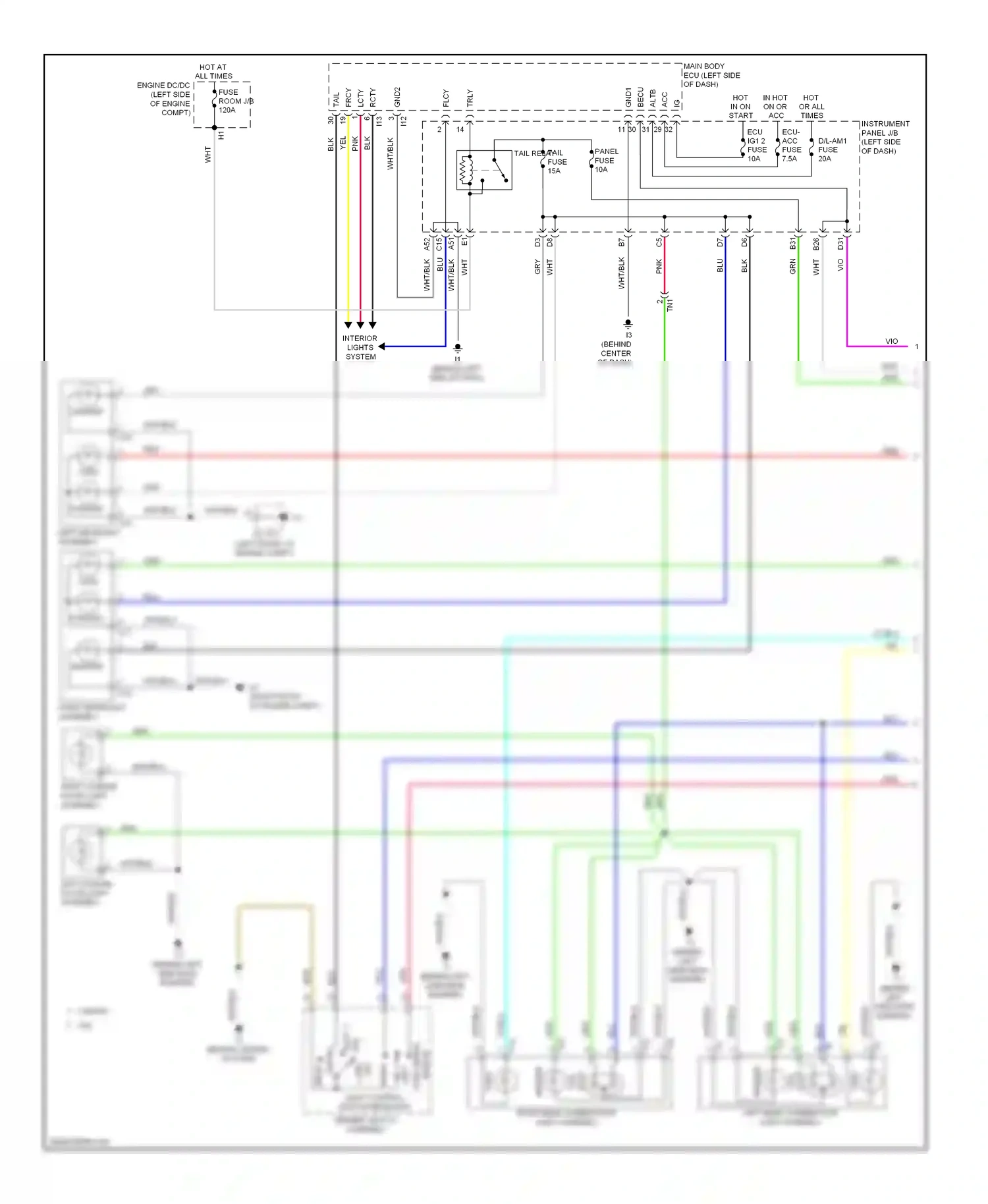 Wiring diagram light control switch headlight dimmer switch assembly for Toyota Camry XV50 (2011-2014) (1 of 2)