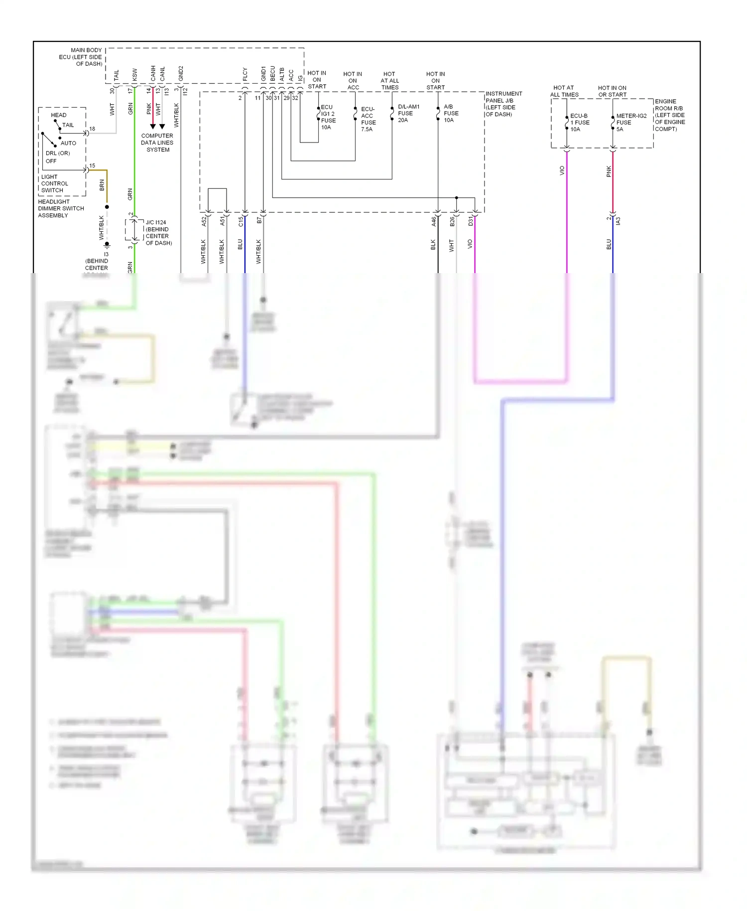 Wiring diagram light control for Toyota Camry XV50 (2011-2014) (1 of 2)