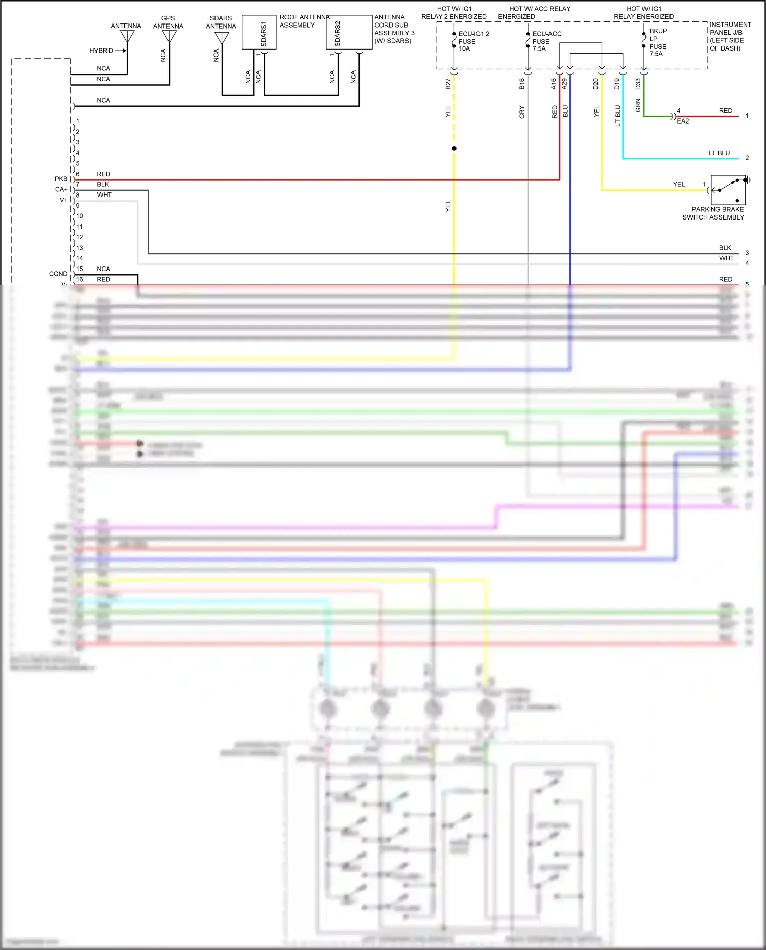 Wiring diagram multi-media module receiver sub-assembly for Toyota Camry XV50 (2011-2014) (3 of 9)