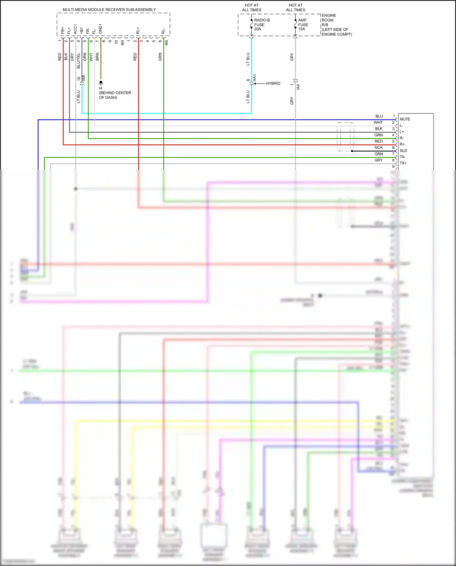 Wiring diagram multi-media module receiver sub-assembly for Toyota Camry XV50 (2011-2014) (4 of 9)