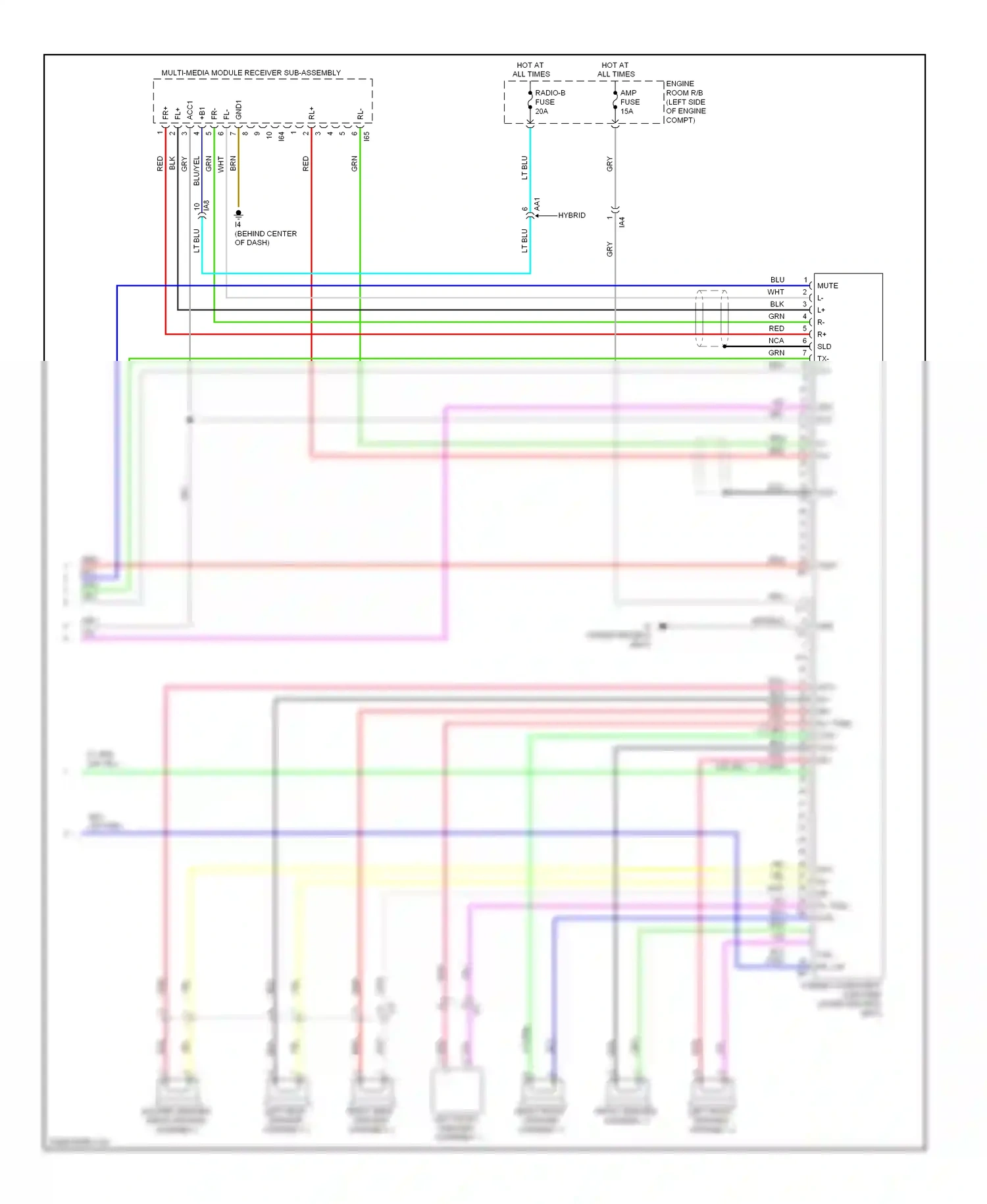 Wiring diagram multi-media module receiver sub-assembly for Toyota Camry XV50 (2011-2014) (2 of 9)