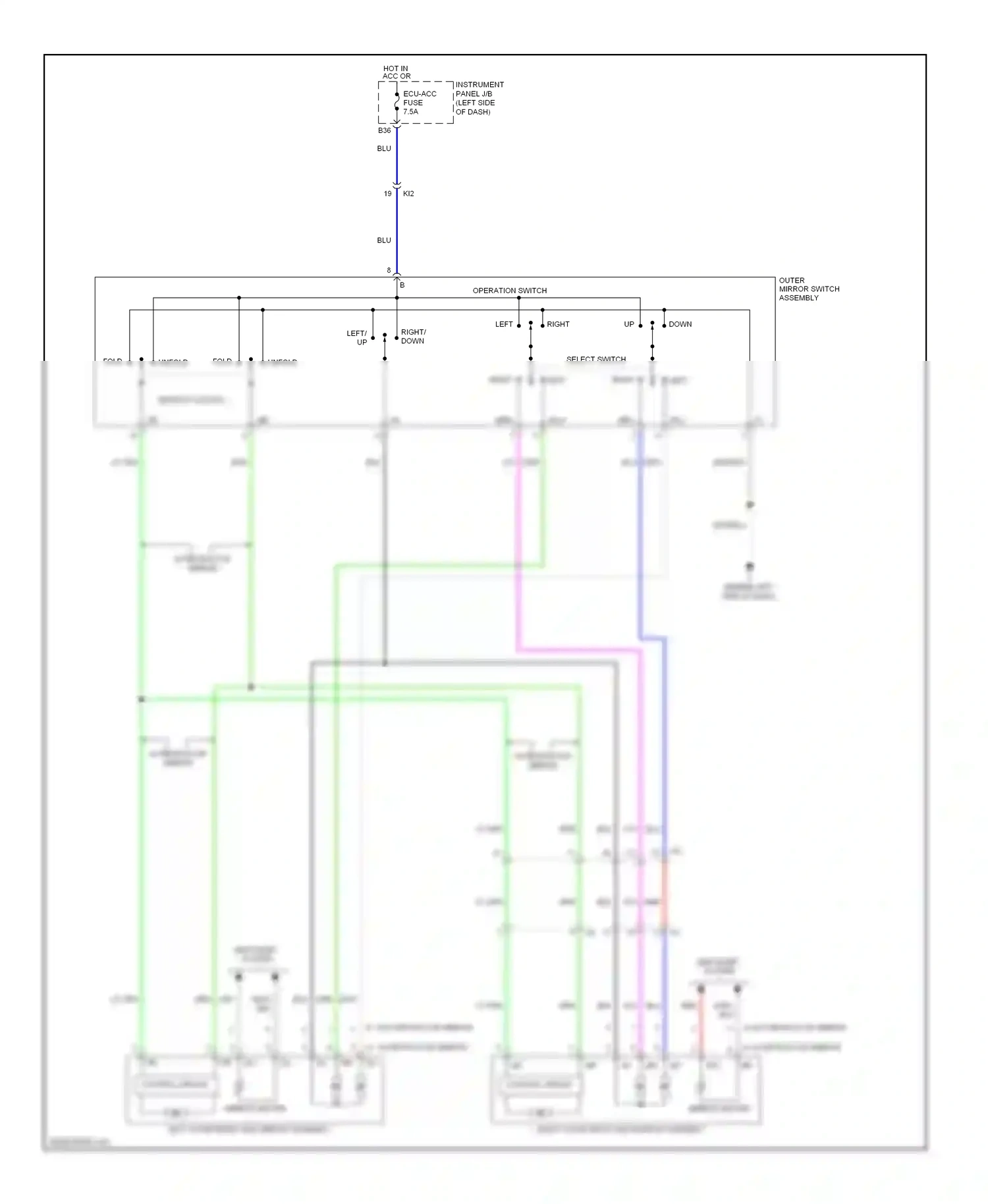 Wiring diagram operation switch for Toyota Camry XV50 (2011-2014) (1 of 1)