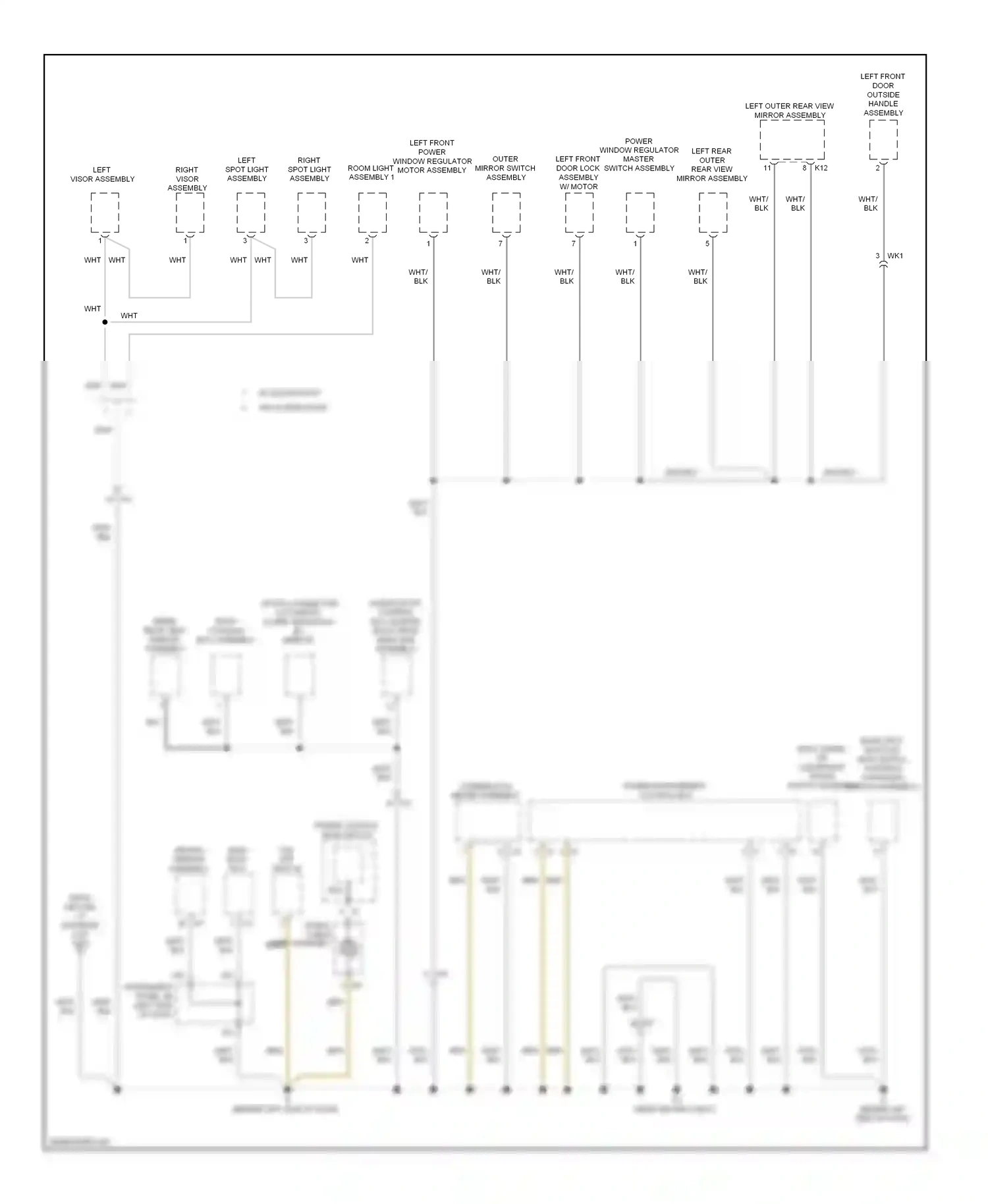 Wiring diagram outer mirror switch assembly for Toyota Camry XV50 (2011-2014) (2 of 3)
