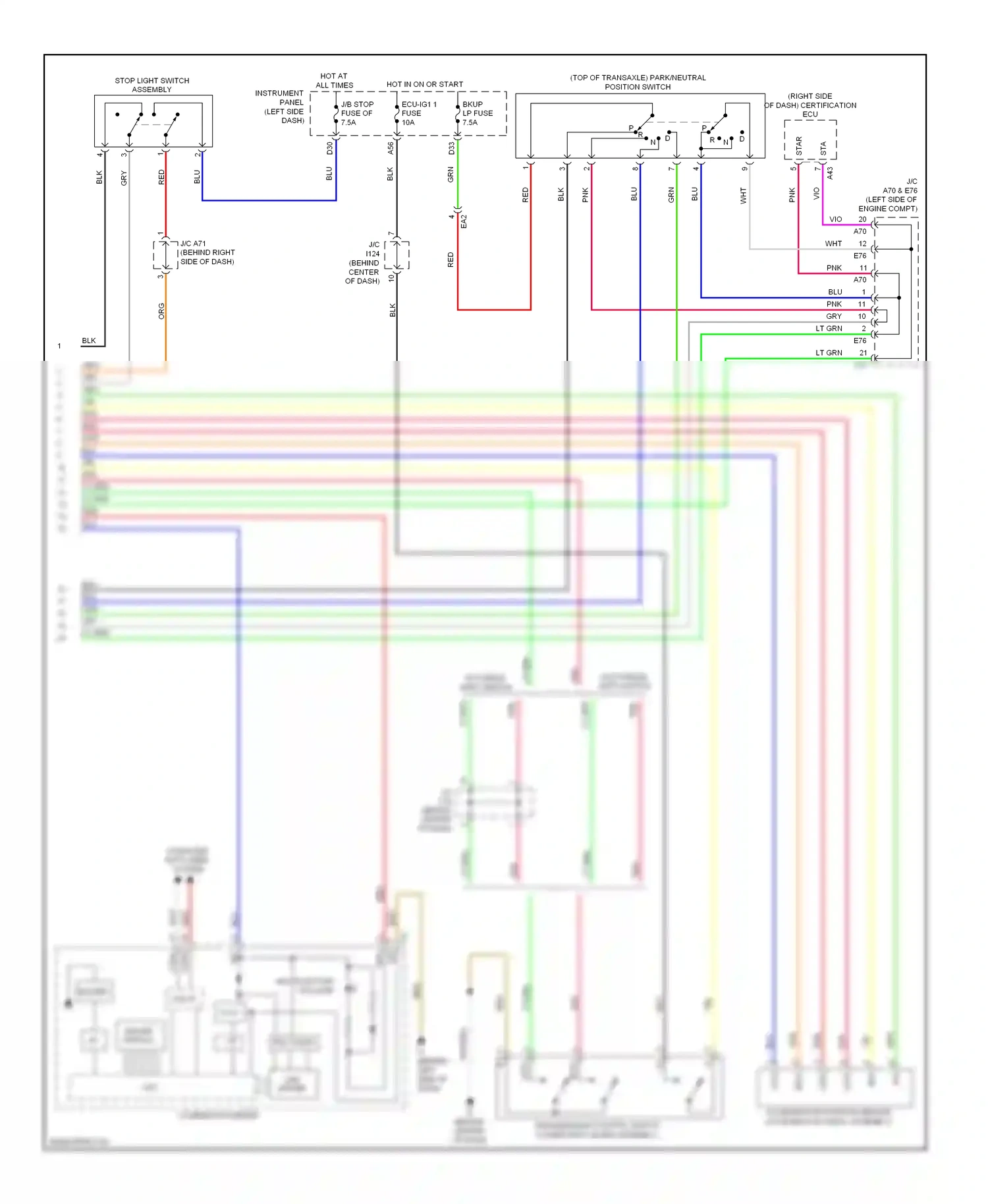 Wiring diagram stop light switch assembly for Toyota Camry XV50 (2011-2014) (11 of 20)