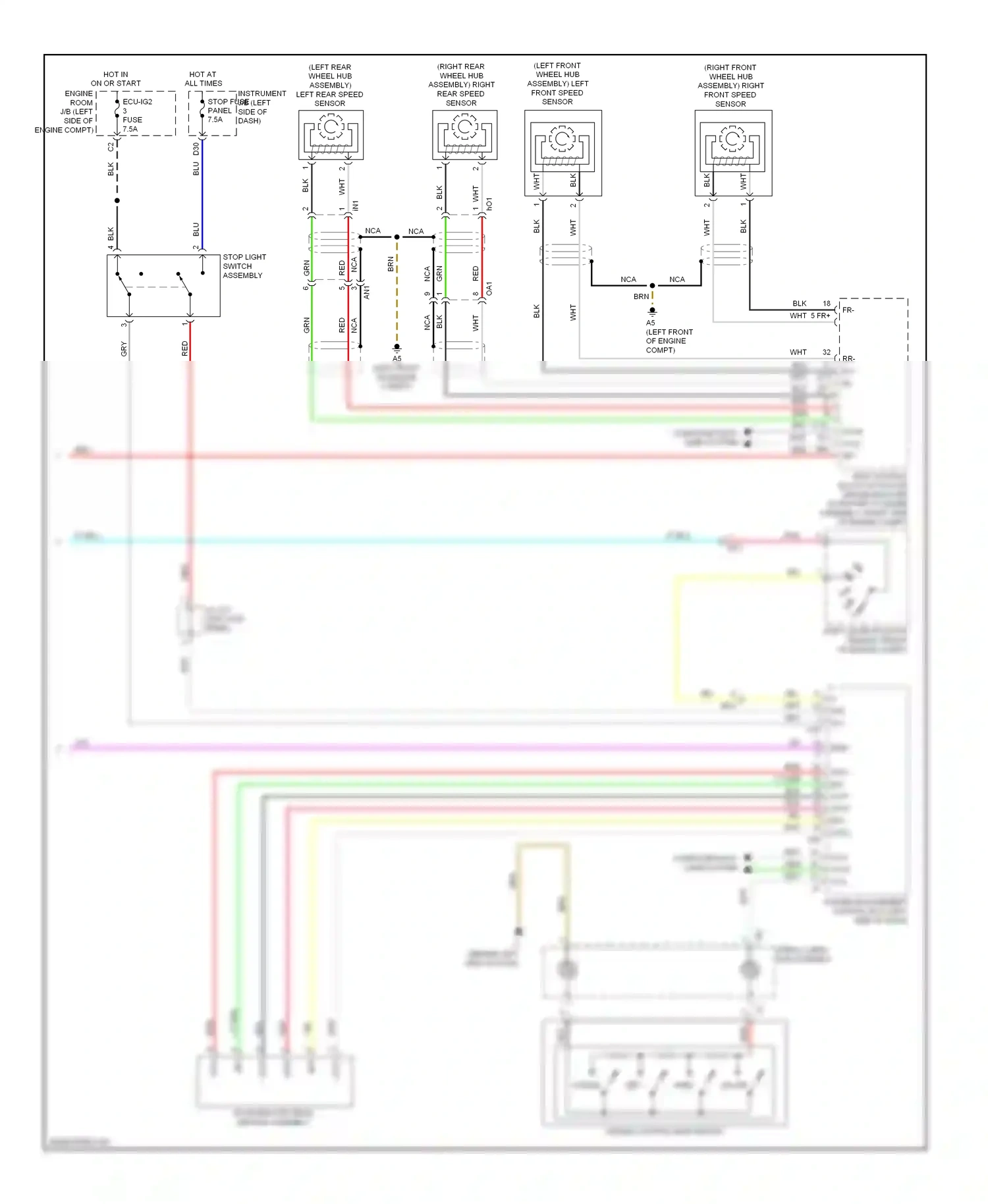 Wiring diagram stop light switch assembly for Toyota Camry XV50 (2011-2014) (3 of 20)