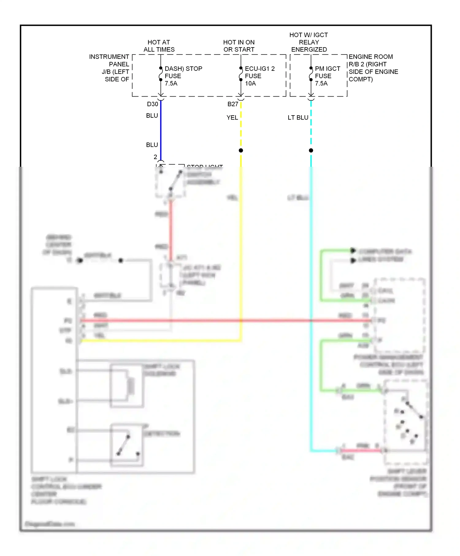 Wiring diagram stop light switch assembly for Toyota Camry XV50 (2011-2014) (10 of 20)