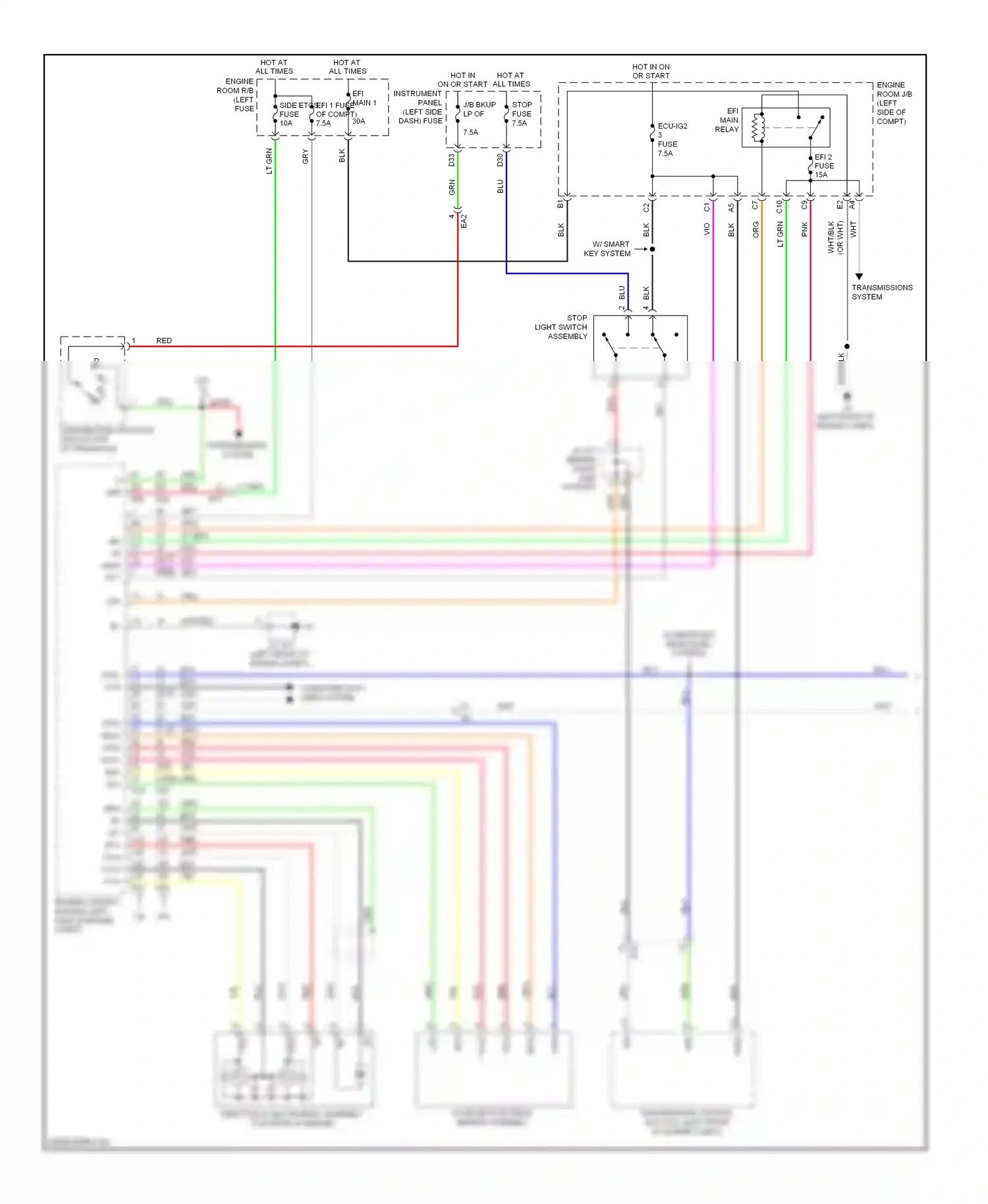Wiring diagram stop light switch assembly for Toyota Camry XV50 (2011-2014) (2 of 20)
