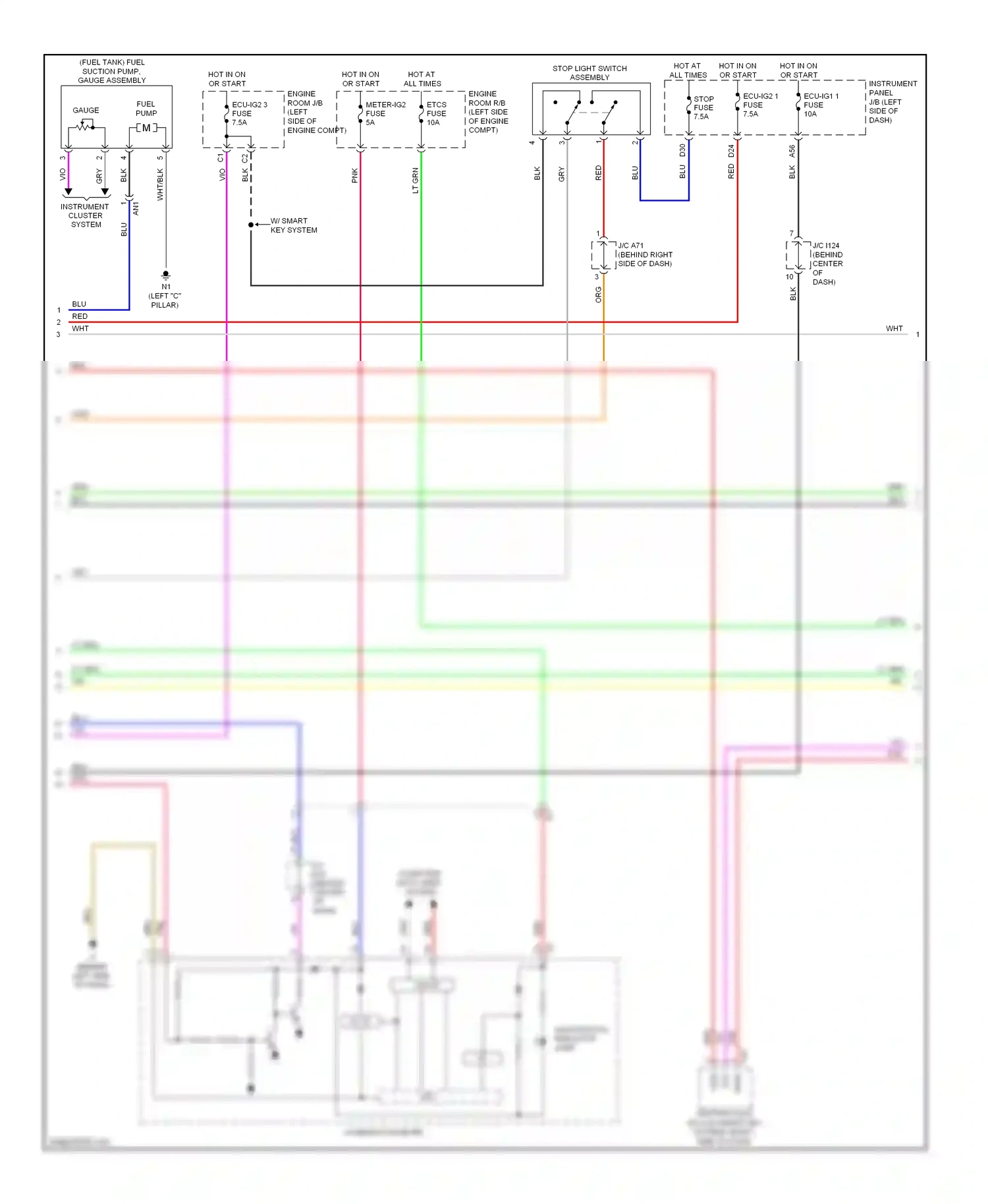 Wiring diagram stop light switch assembly for Toyota Camry XV50 (2011-2014) (18 of 20)