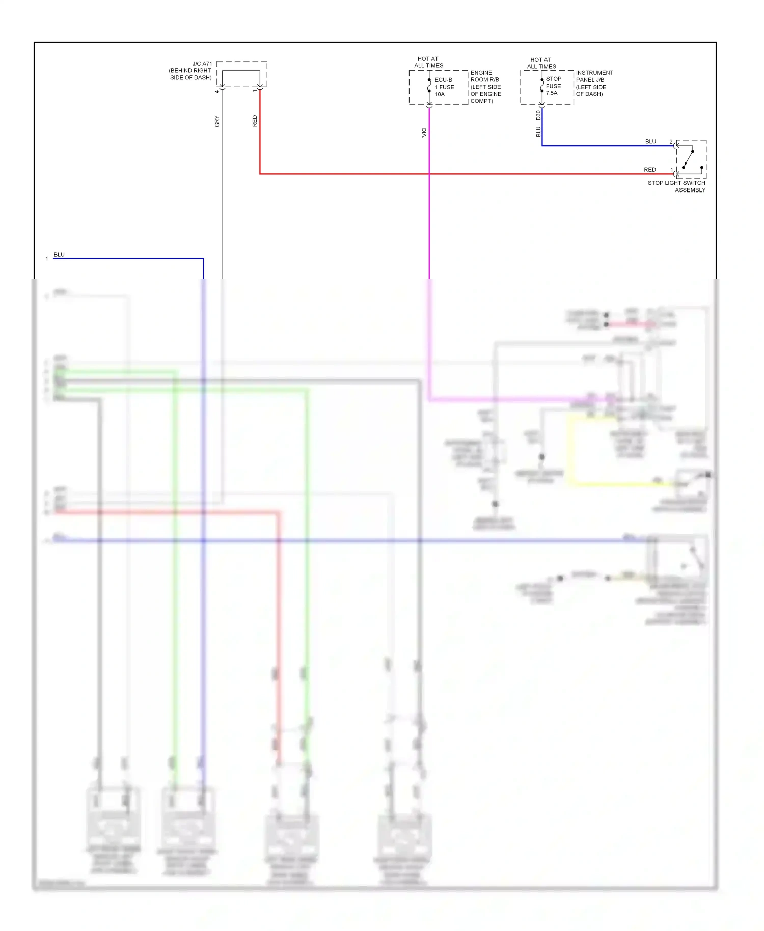 Wiring diagram stop light switch assembly for Toyota Camry XV50 (2011-2014) (1 of 20)