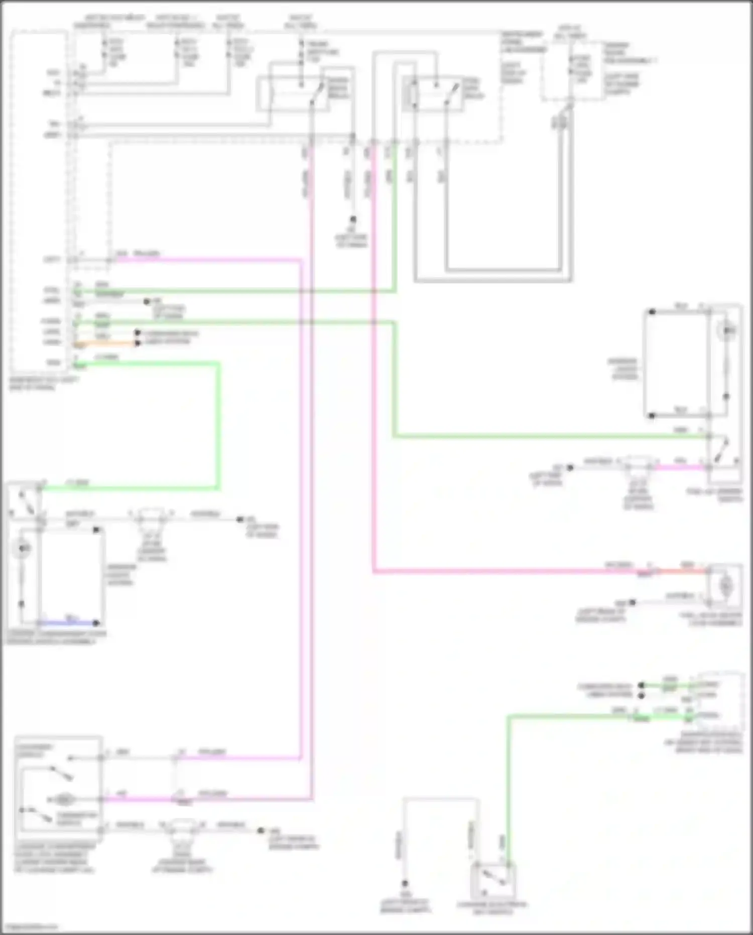 Camry Toyota XV70 facelift (2020-2024): Trunk & fuel door release circuit, except hybrid