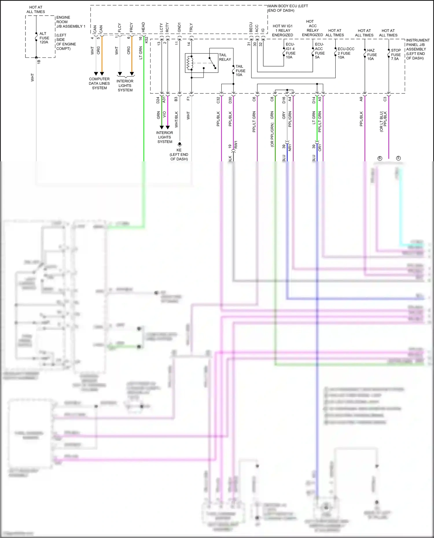 Wiring diagram computer data lines system for Toyota Camry XV70 facelift (2020-2024) (61 of 133)