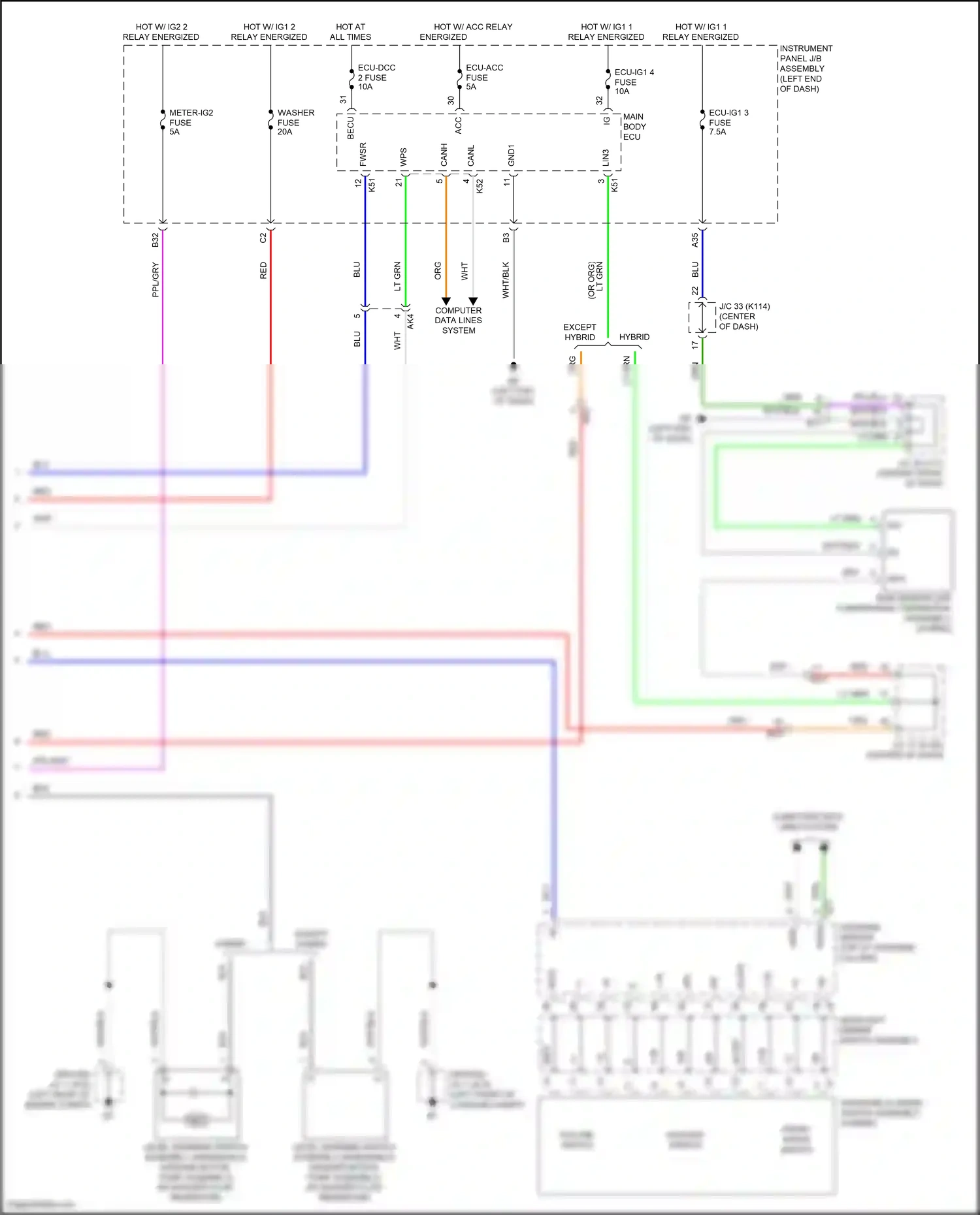 Wiring diagram computer data lines system for Toyota Camry XV70 facelift (2020-2024) (100 of 133)
