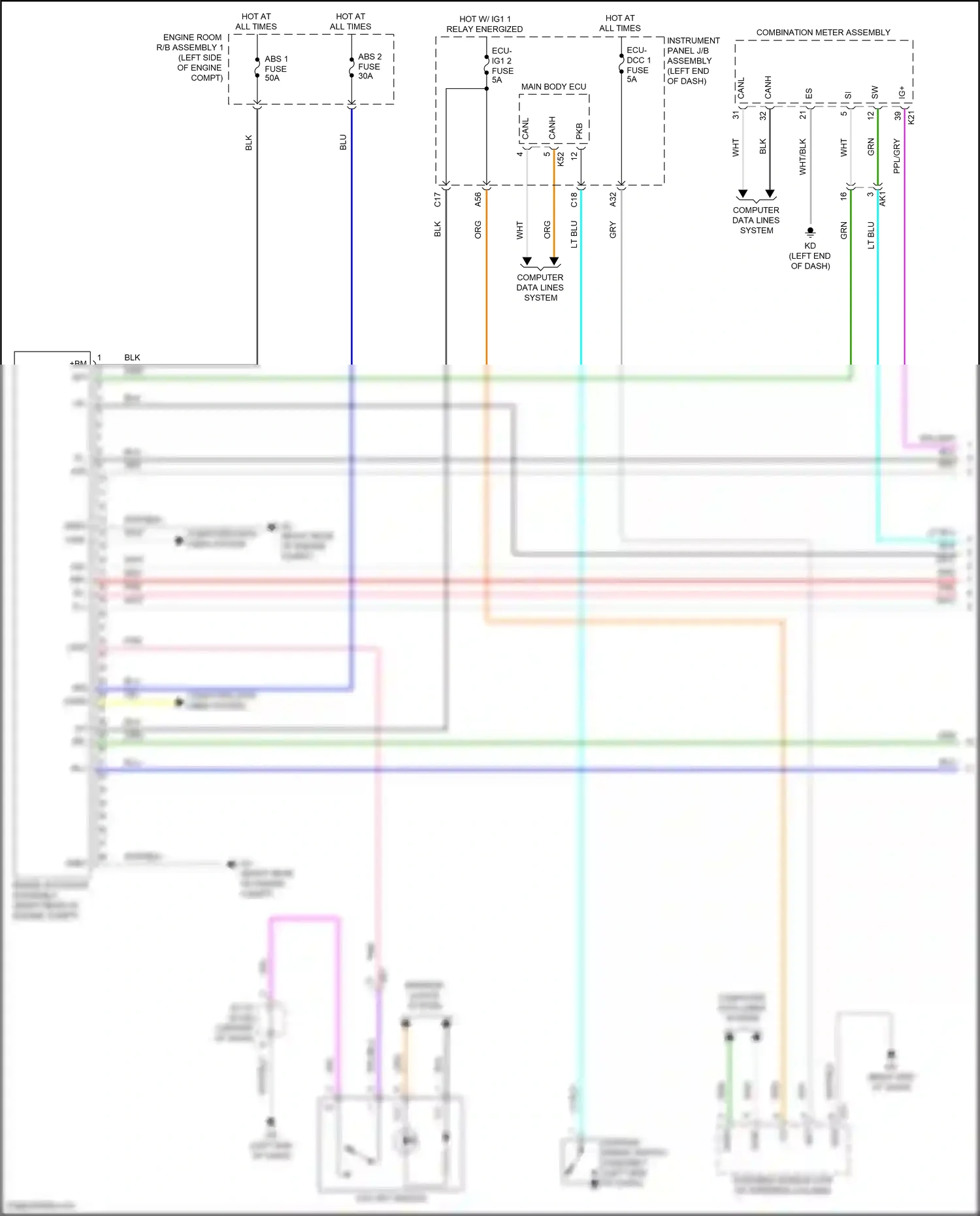 Wiring diagram computer data lines system for Toyota Camry XV70 facelift (2020-2024) (94 of 133)