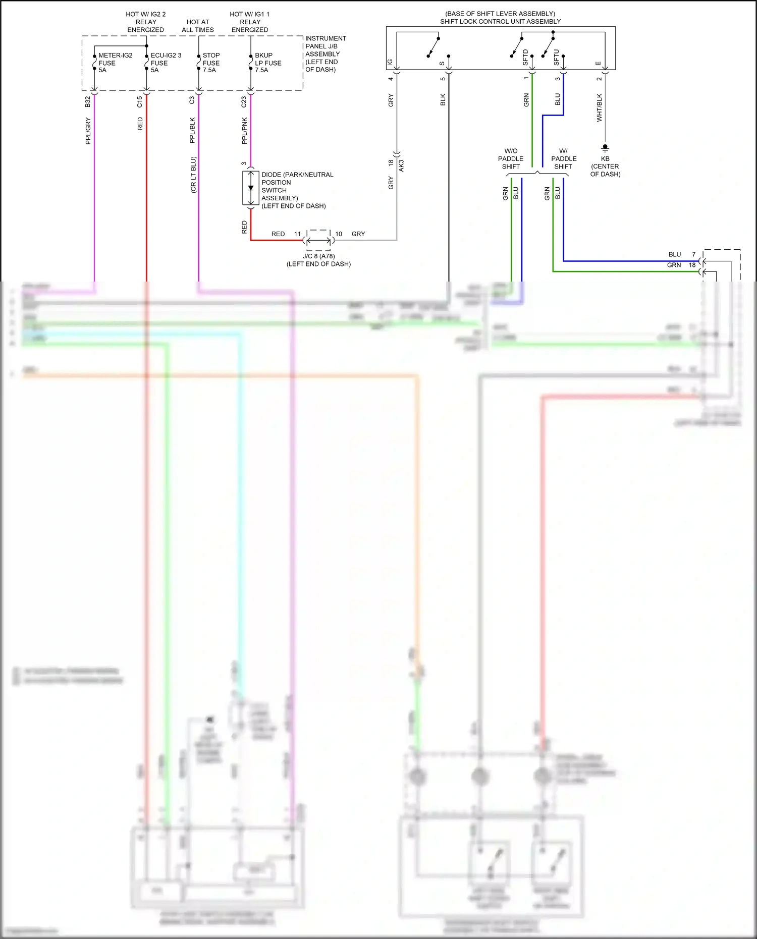Wiring diagram left side shift down switch for Toyota Camry XV70 facelift (2020-2024) (2 of 7)