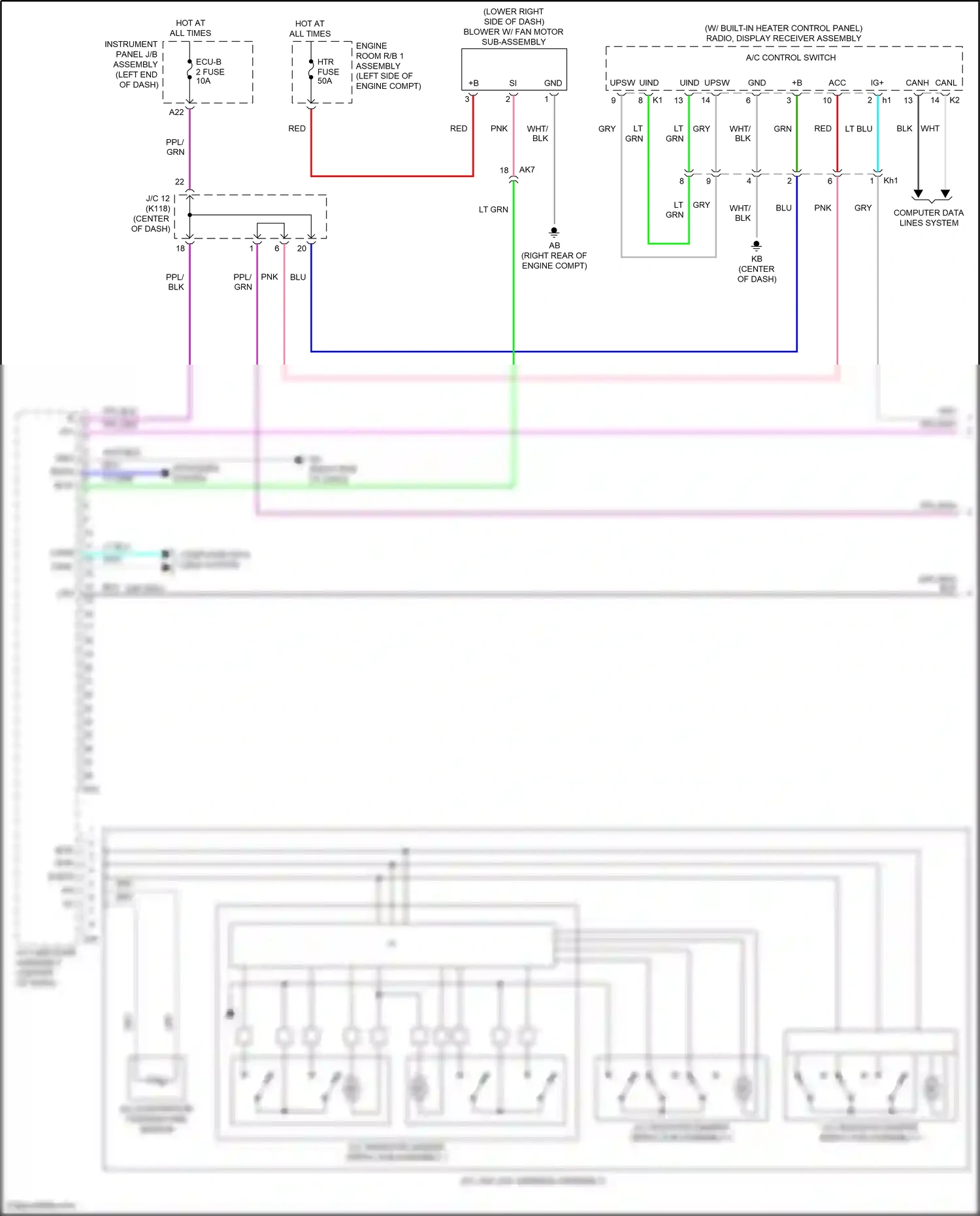 Wiring diagram a/c control switch for Toyota Camry XV70 (2017-2021) (1 of 1)