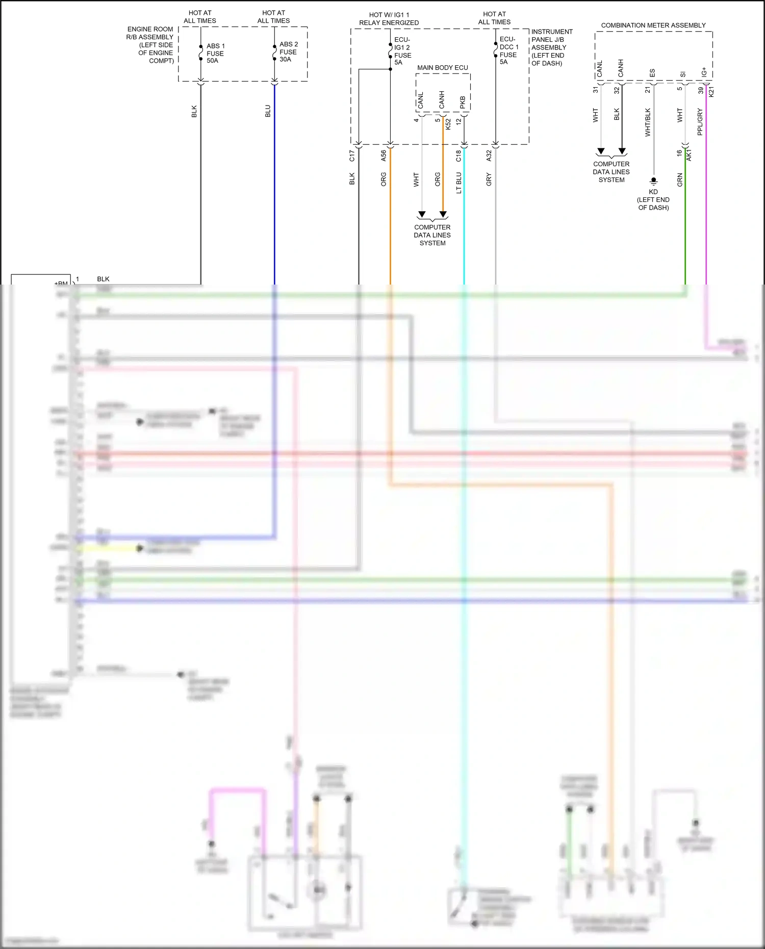 Wiring diagram combination meter assembly for Toyota Camry XV70 (2017-2021) (31 of 61)
