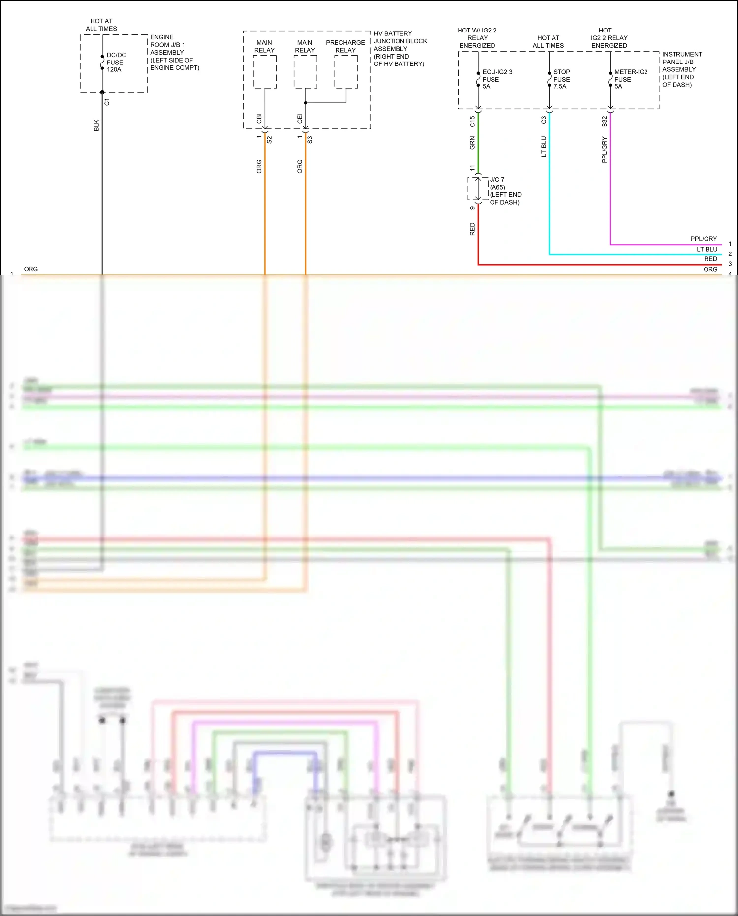 Wiring diagram ev mode for Toyota Camry XV70 (2017-2021) (1 of 3)
