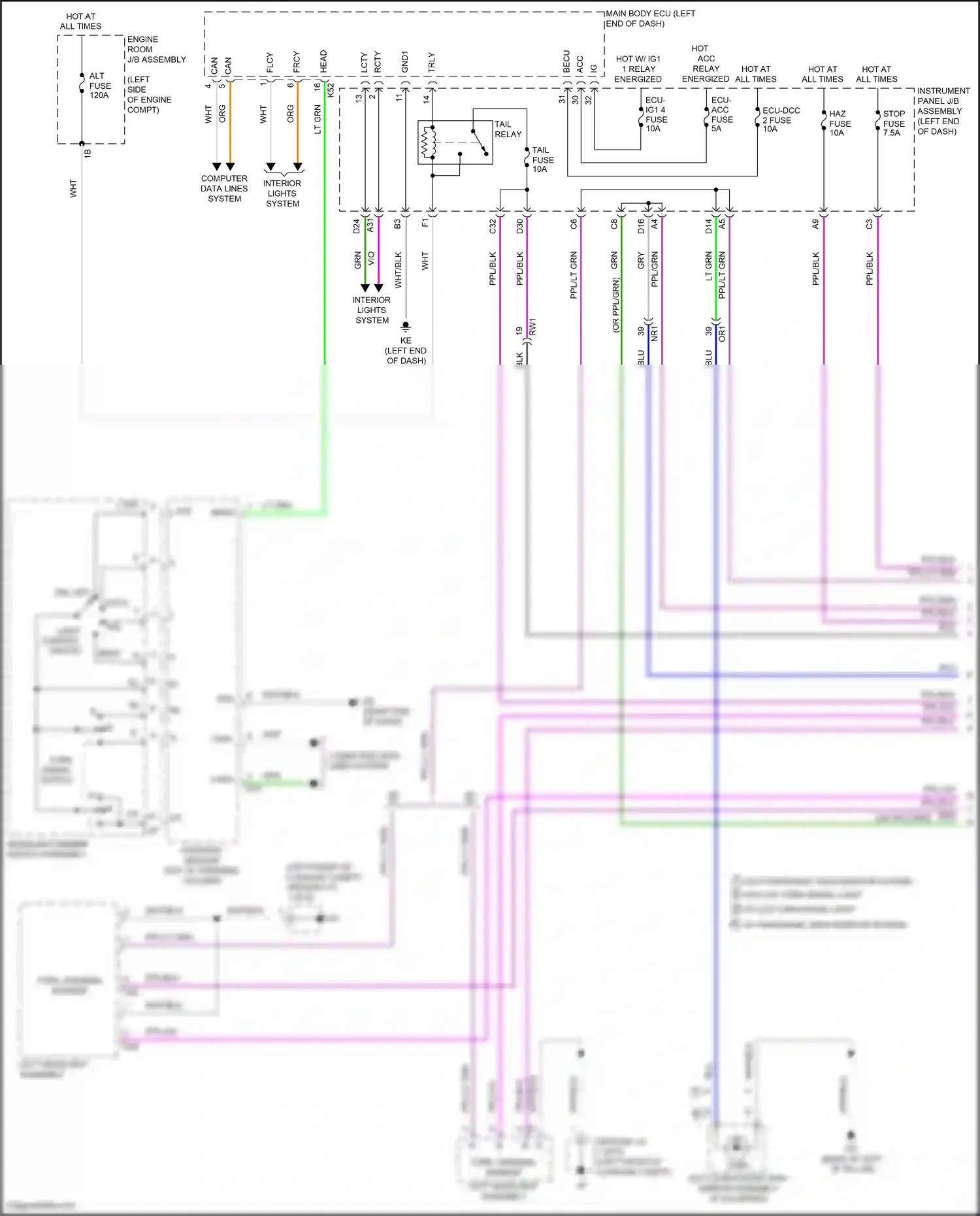 Wiring diagram headlight dimmer switch assembly for Toyota Camry XV70 (2017-2021) (2 of 12)