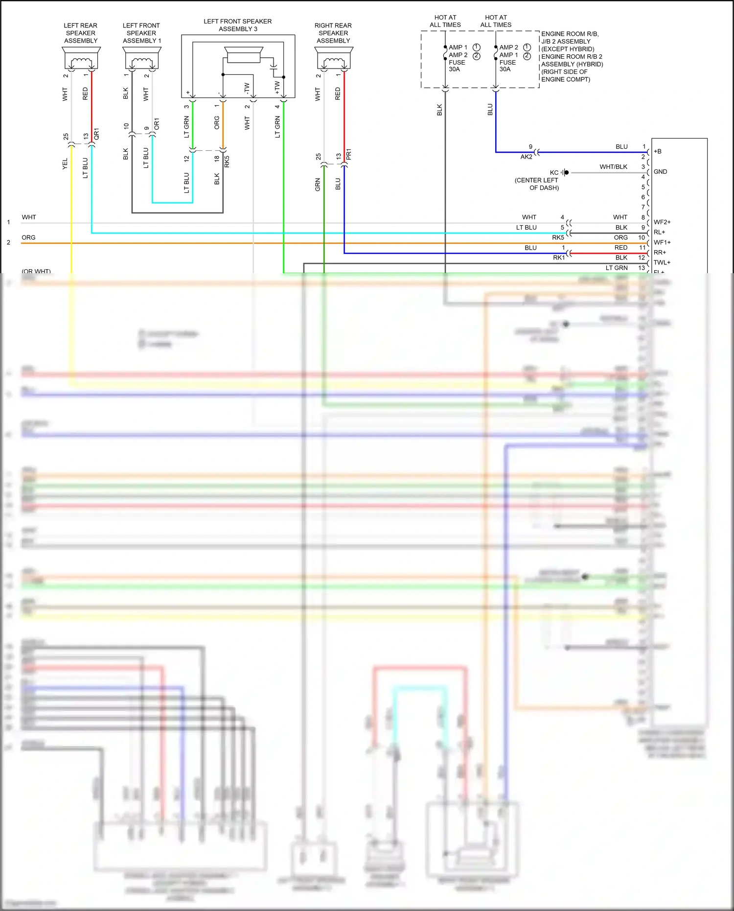 Wiring diagram left front speaker assembly 2 for Toyota Camry XV70 (2017-2021) (2 of 4)