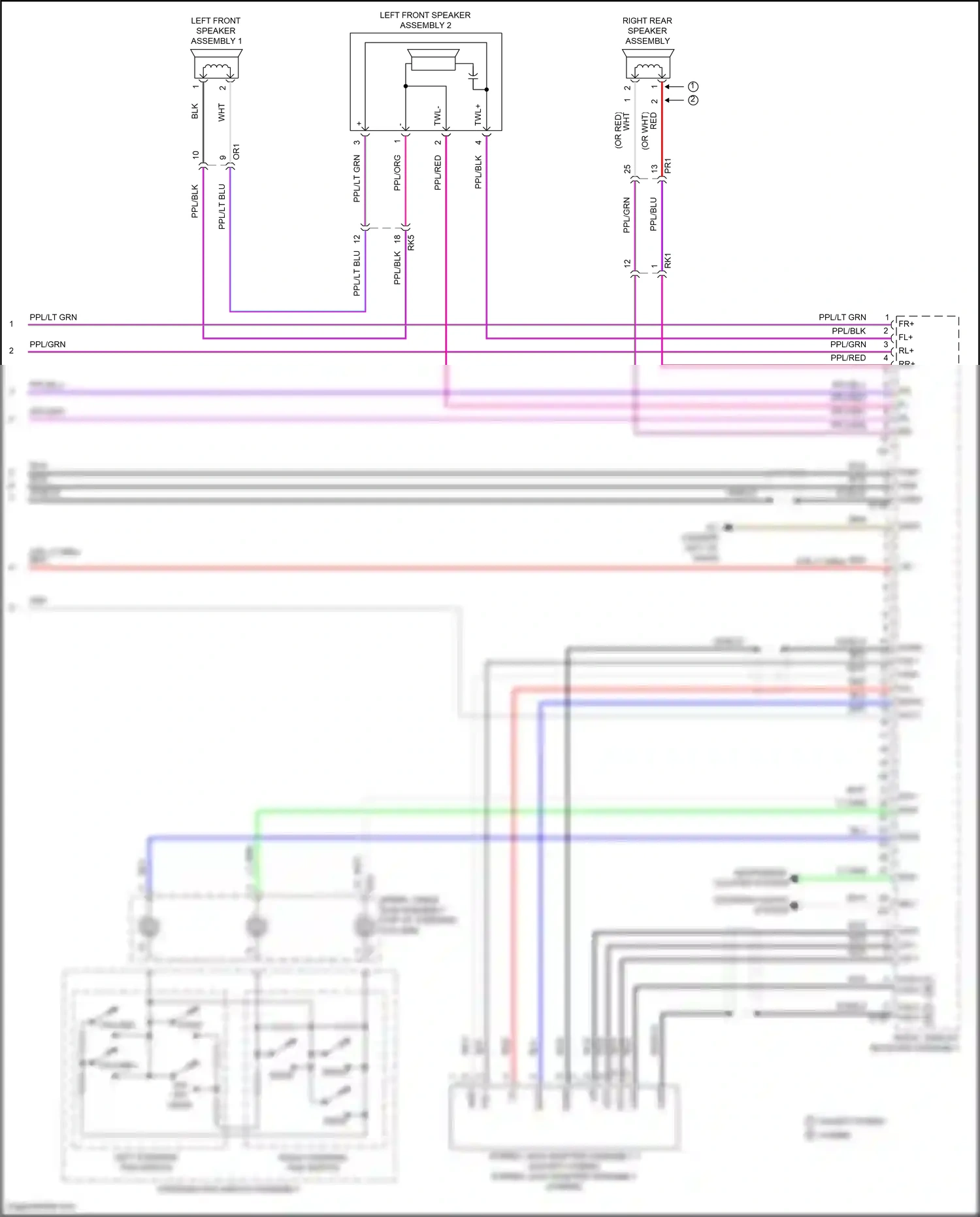 Wiring diagram left front speaker assembly 2 for Toyota Camry XV70 (2017-2021) (1 of 4)