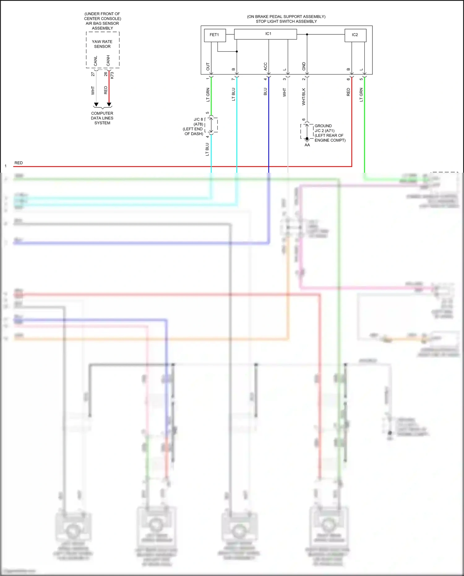 Wiring diagram left front speed sensor for Toyota Camry XV70 (2017-2021) (6 of 6)