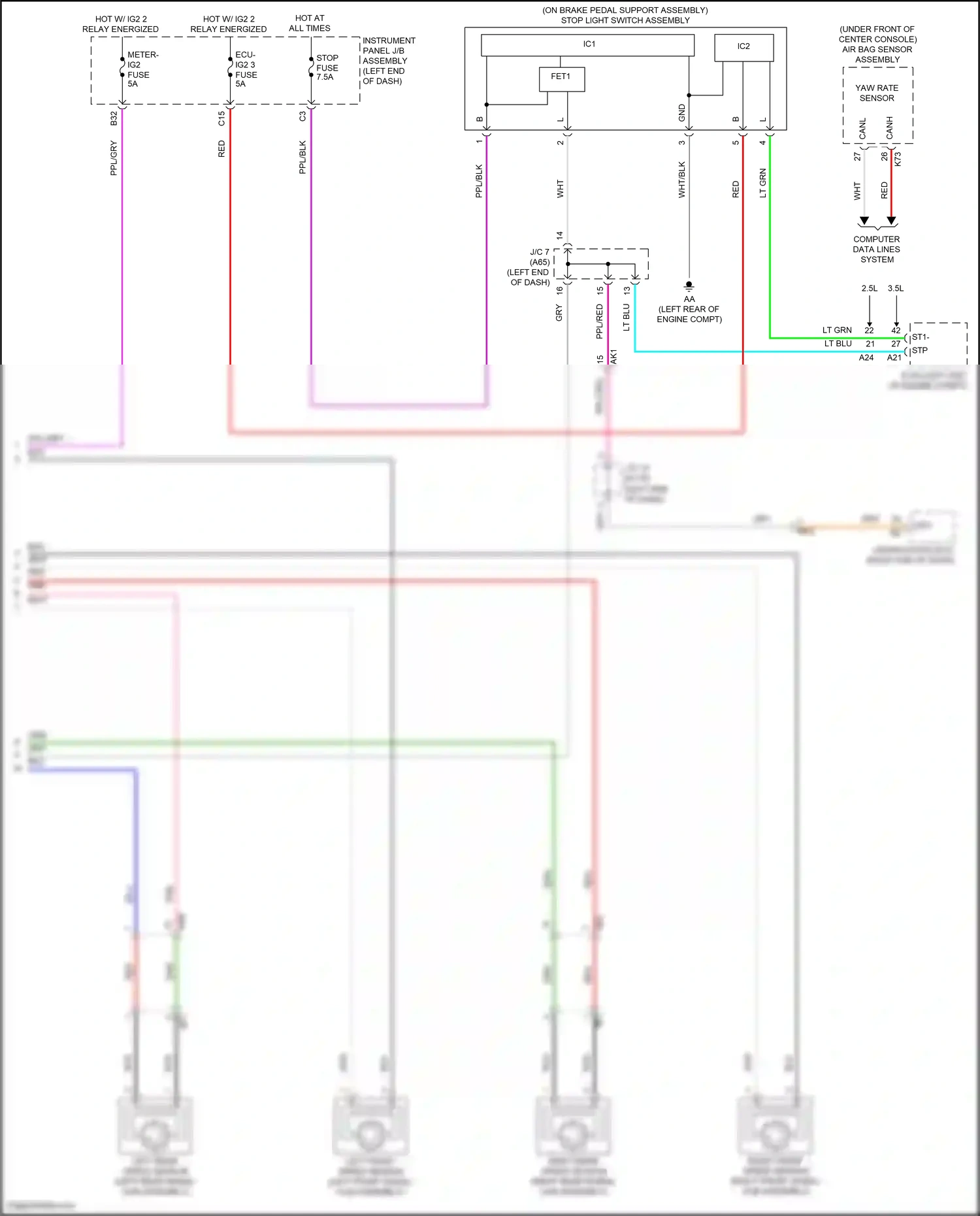 Wiring diagram left front speed sensor for Toyota Camry XV70 (2017-2021) (5 of 6)