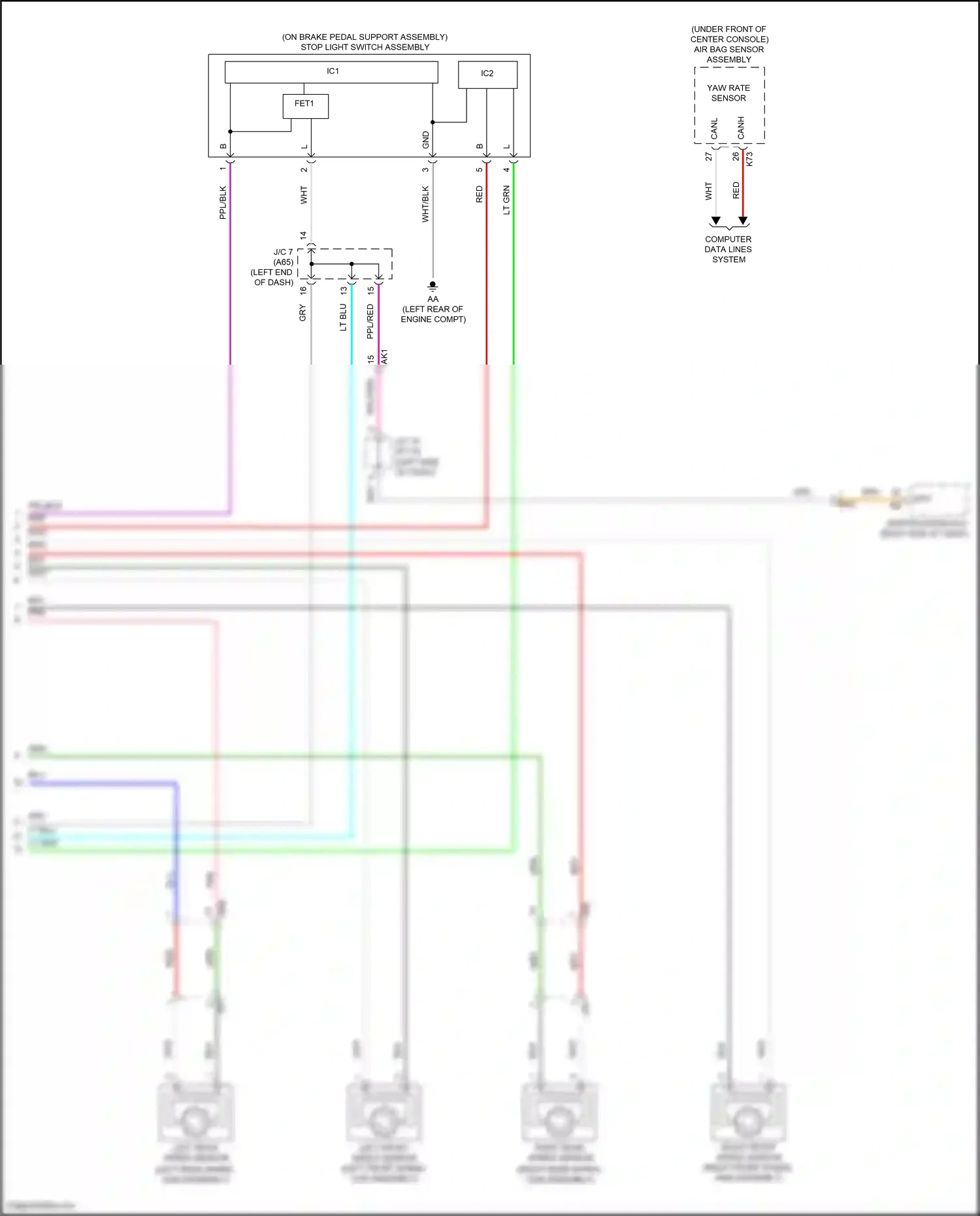 Wiring diagram left front speed sensor for Toyota Camry XV70 (2017-2021) (4 of 6)