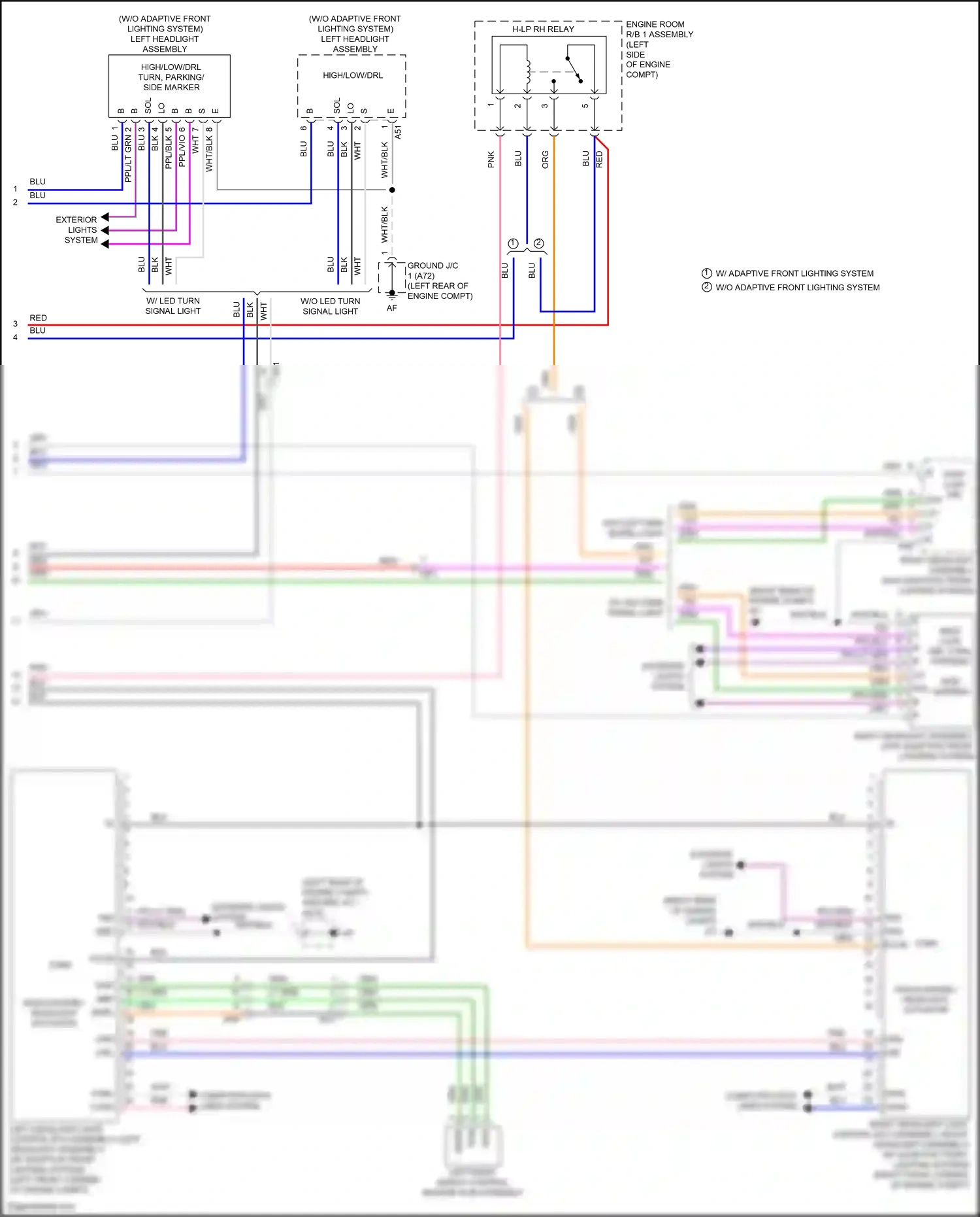 Wiring diagram left headlight assembly for Toyota Camry XV70 (2017-2021) (6 of 8)