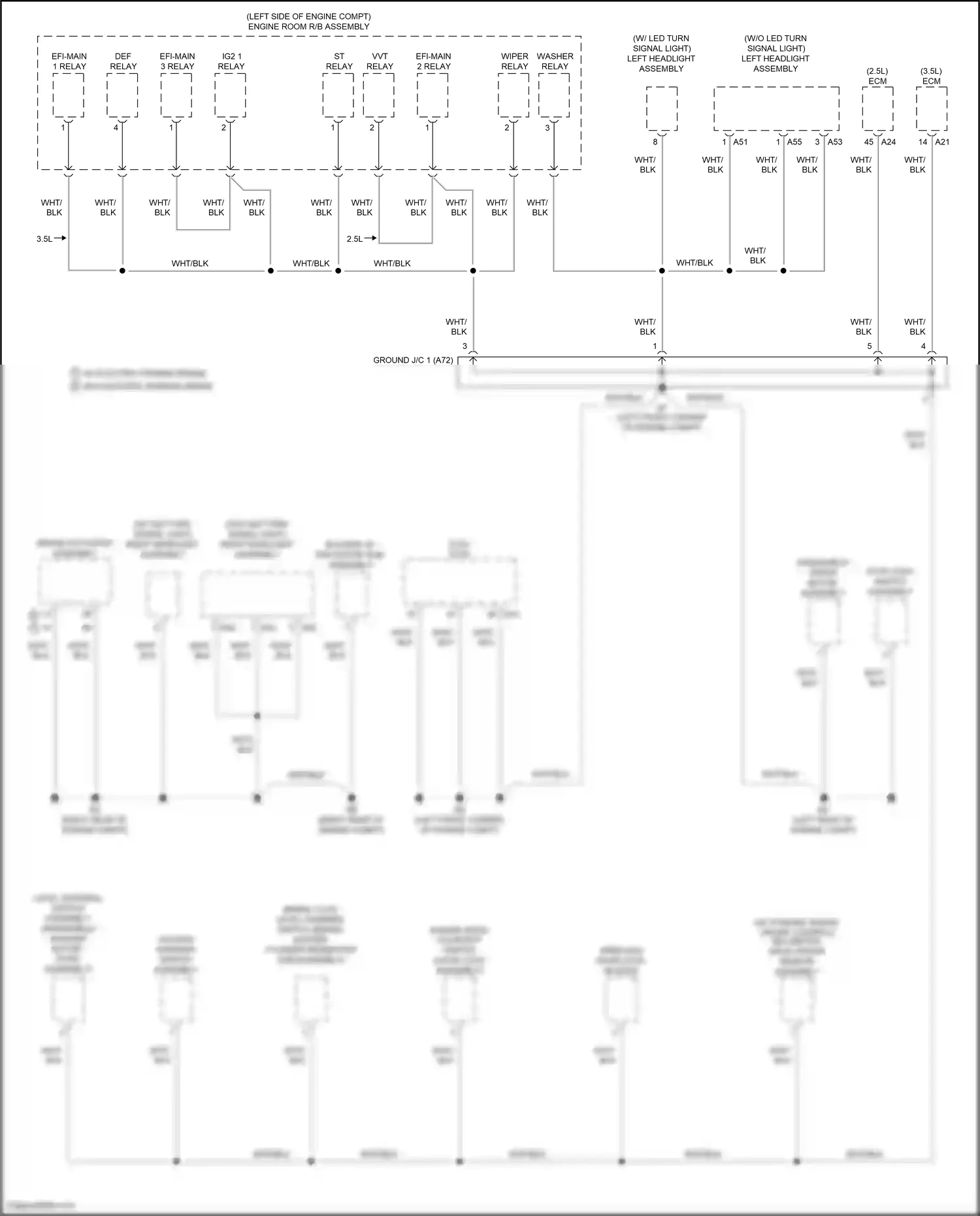 Wiring diagram left headlight assembly for Toyota Camry XV70 (2017-2021) (3 of 8)