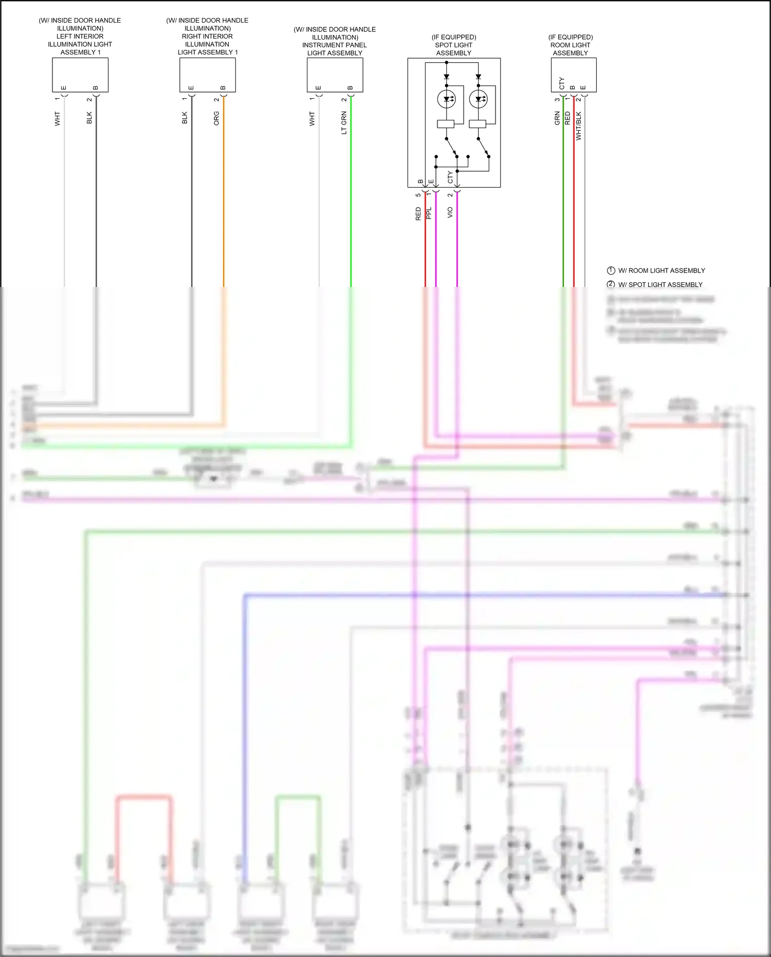 Wiring diagram left visor assembly for Toyota Camry XV70 (2017-2021) (1 of 3)