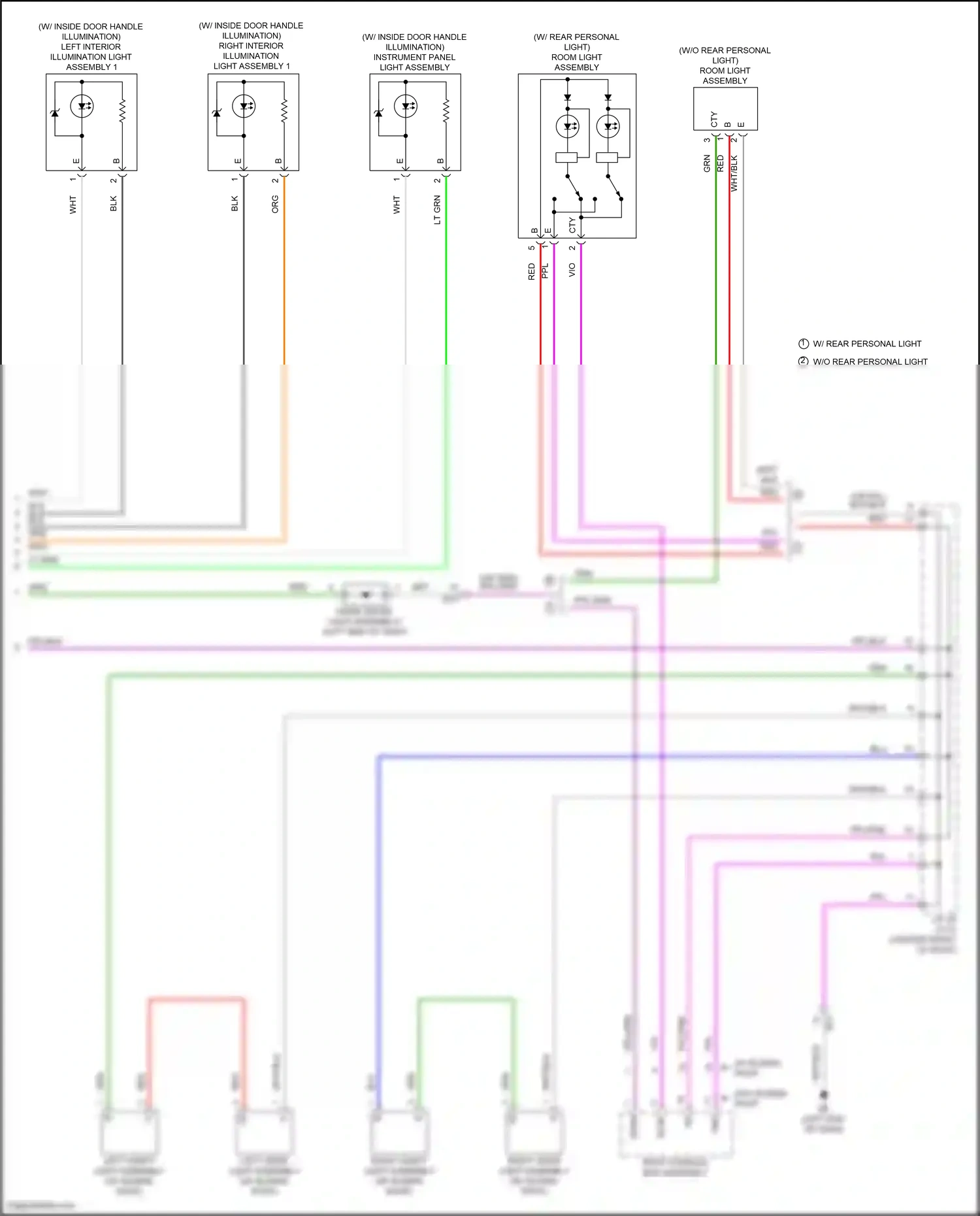Wiring diagram left visor light assembly for Toyota Camry XV70 (2017-2021) (1 of 1)