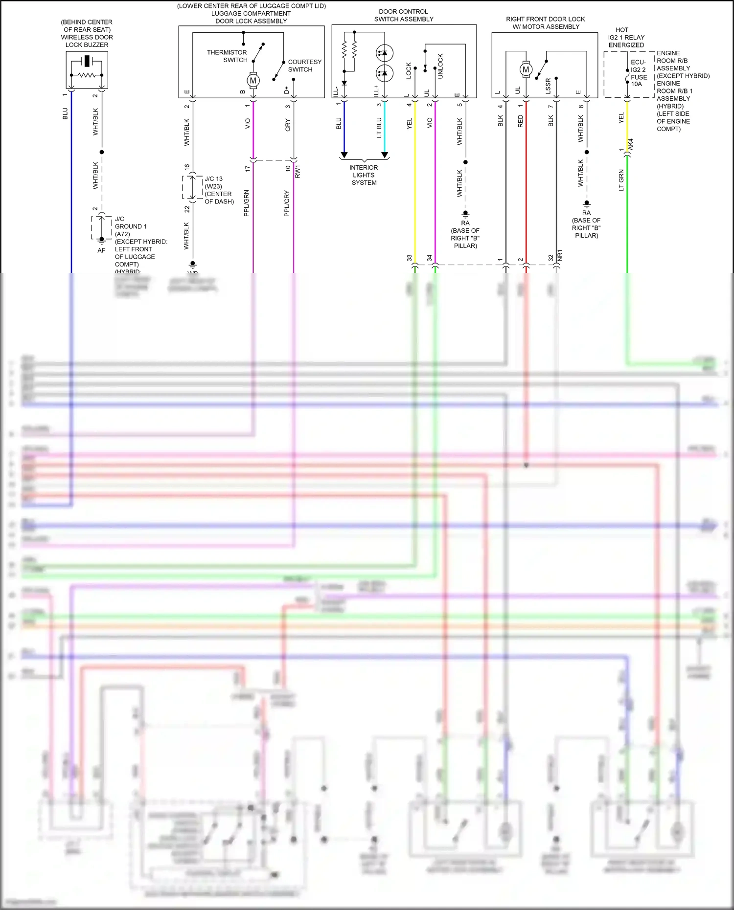 Wiring diagram multiplex network master switch assembly for Toyota Camry XV70 (2017-2021) (8 of 14)