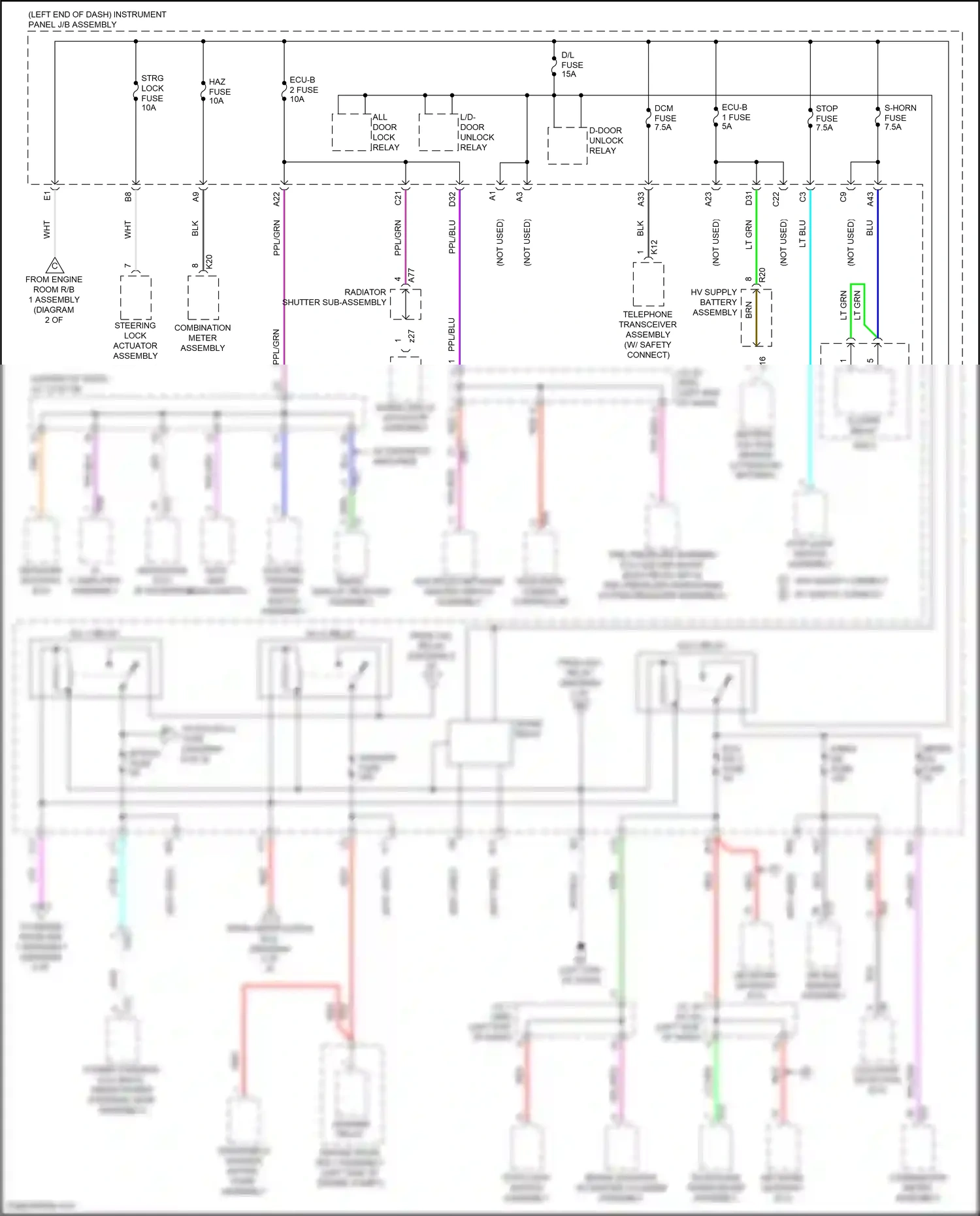 Wiring diagram multiplex network master switch assembly for Toyota Camry XV70 (2017-2021) (5 of 14)