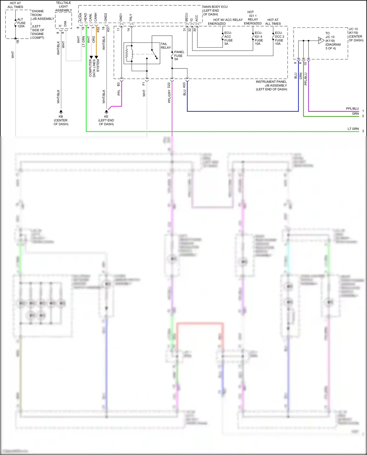 Wiring diagram outer mirror switch assembly for Toyota Camry XV70 (2017-2021) (3 of 10)