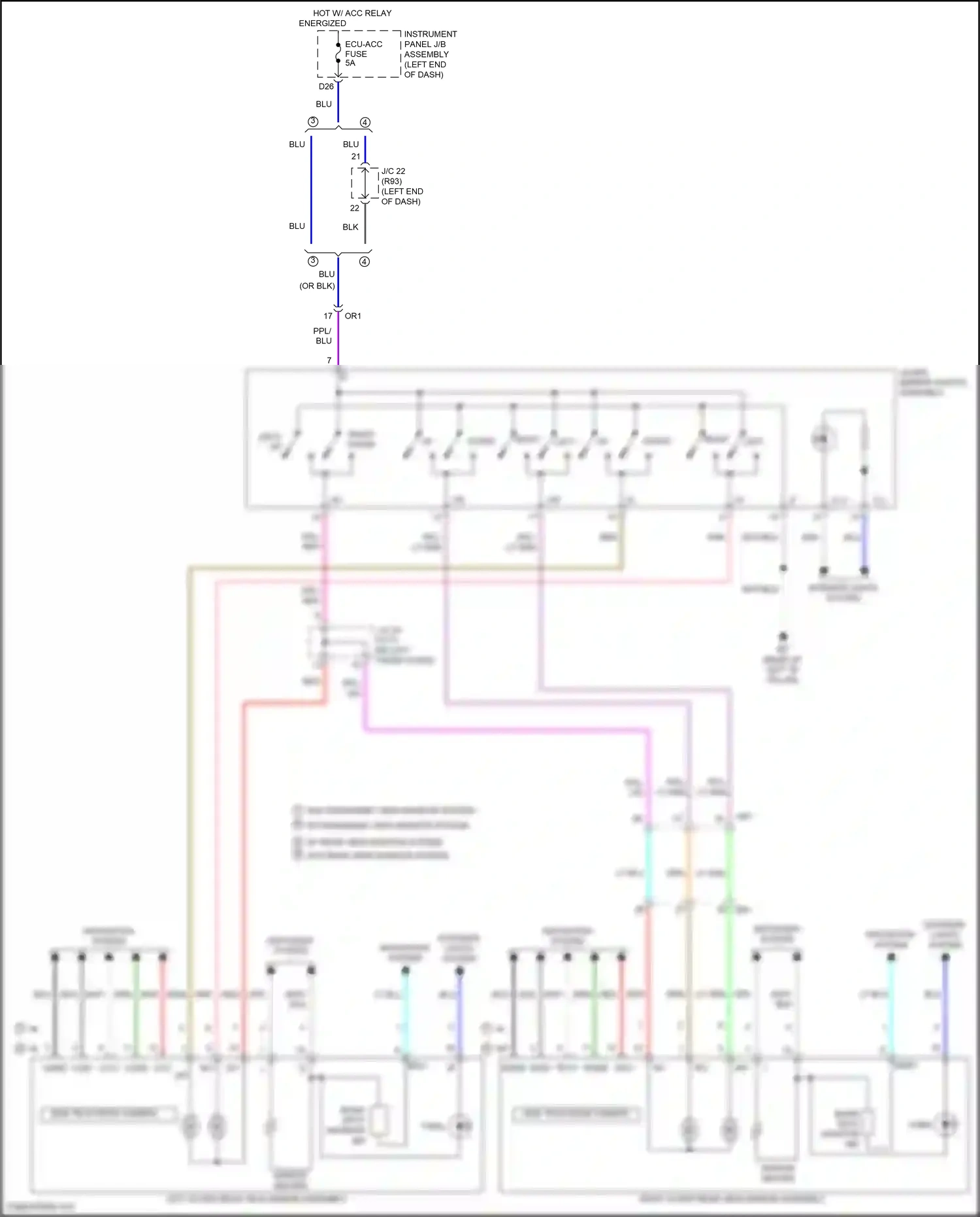 Wiring diagram outer mirror switch assembly for Toyota Camry XV70 (2017-2021) (10 of 10)