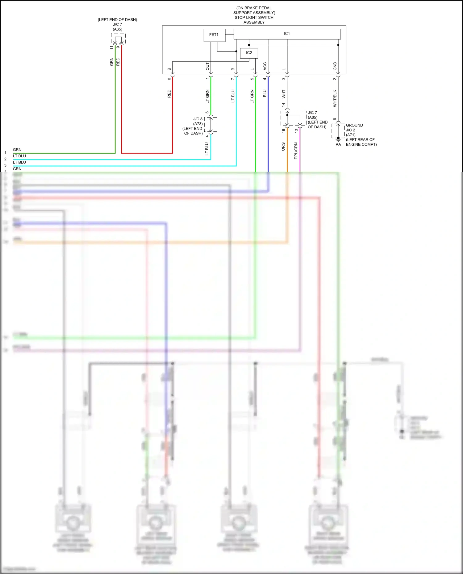 Wiring diagram right front speed sensor for Toyota Camry XV70 (2017-2021) (2 of 6)