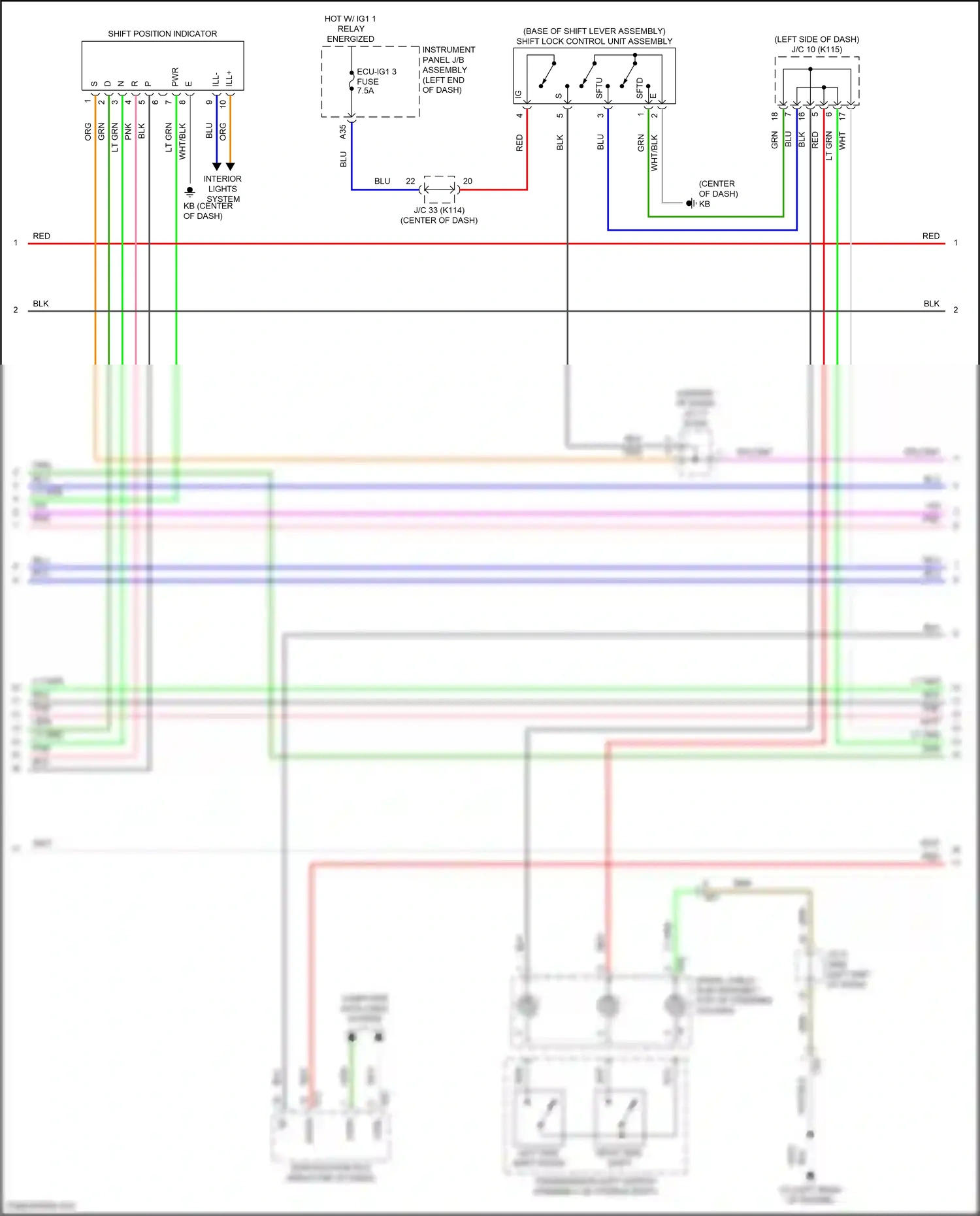 Wiring diagram right side shift up for Toyota Camry XV70 (2017-2021) (6 of 6)