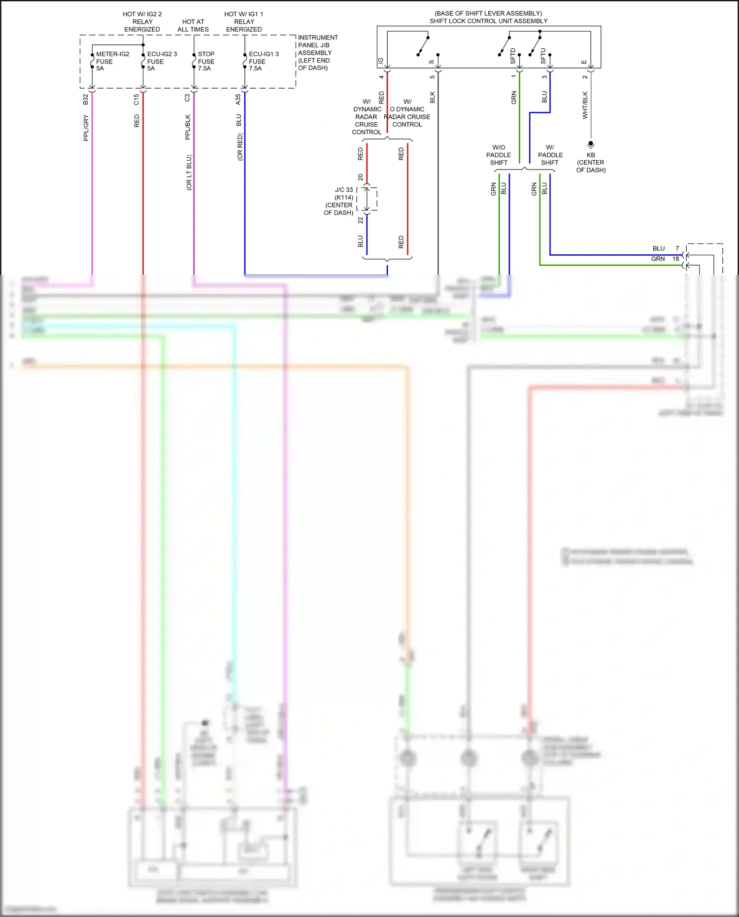 Wiring diagram right side shift up for Toyota Camry XV70 (2017-2021) (2 of 6)