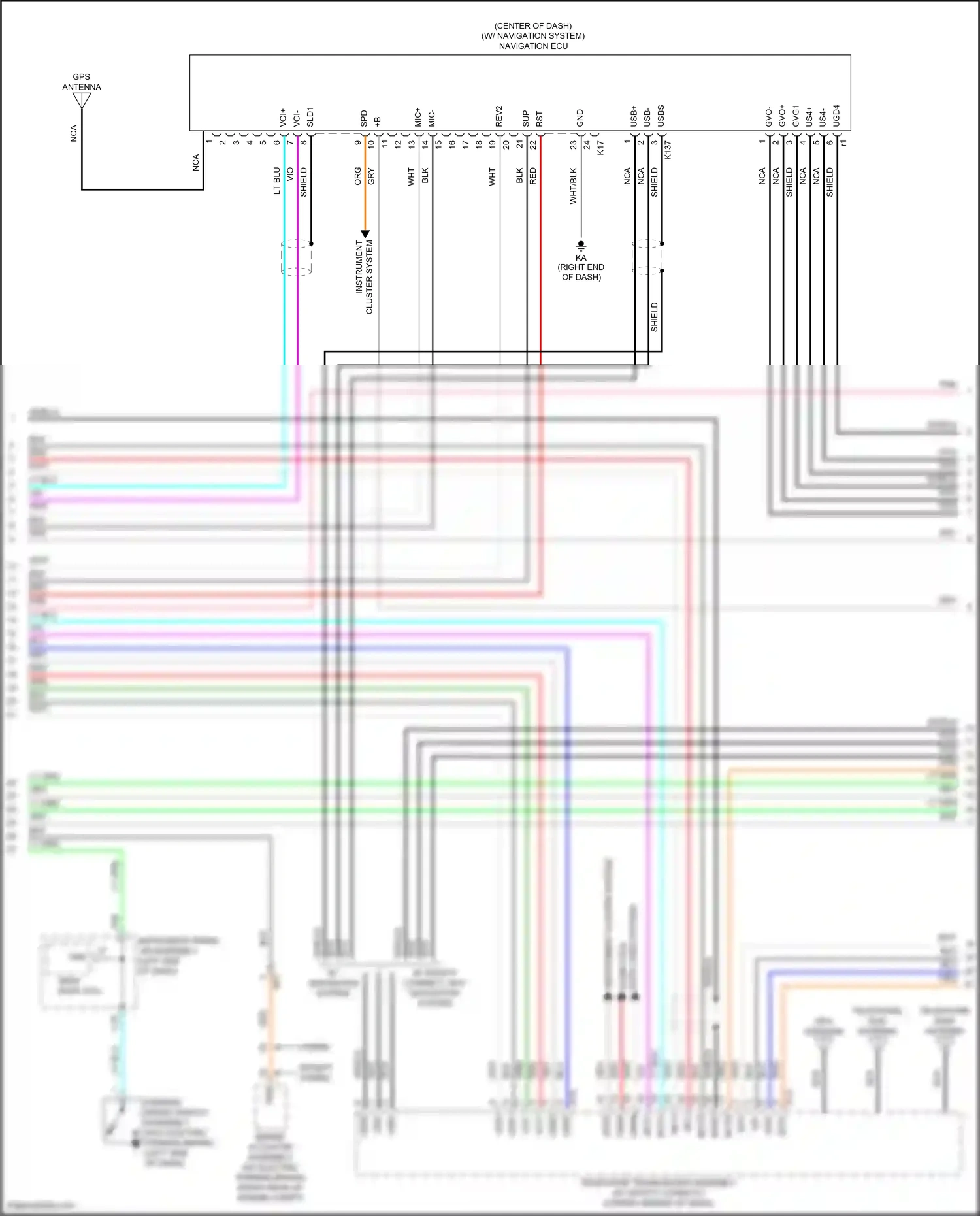 Wiring diagram w/ navigation system for Toyota Camry XV70 (2017-2021) (2 of 3)