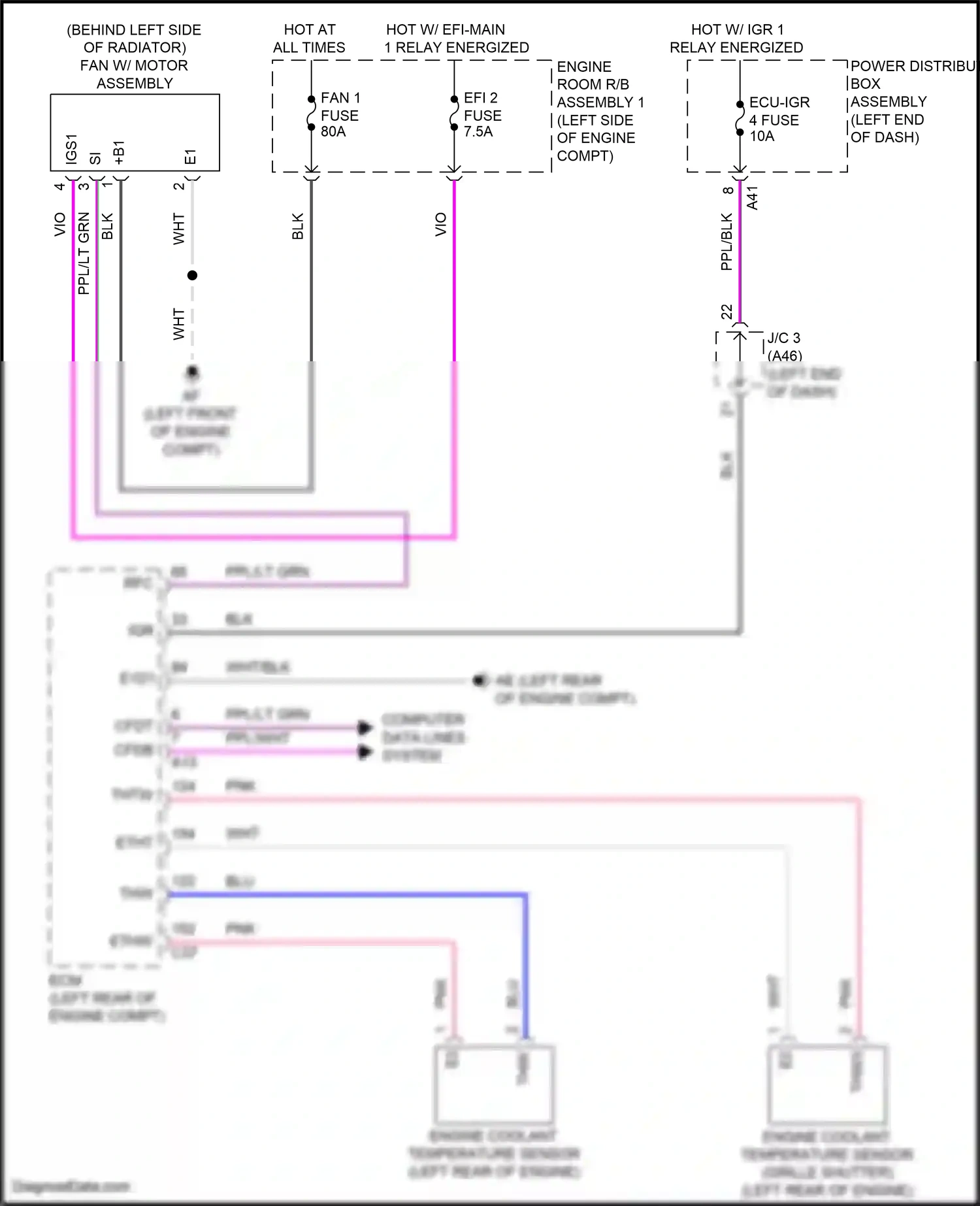 Wiring diagram engine coolant temperature sensor for Toyota Camry XV80 (2024-2024) (2 of 3)