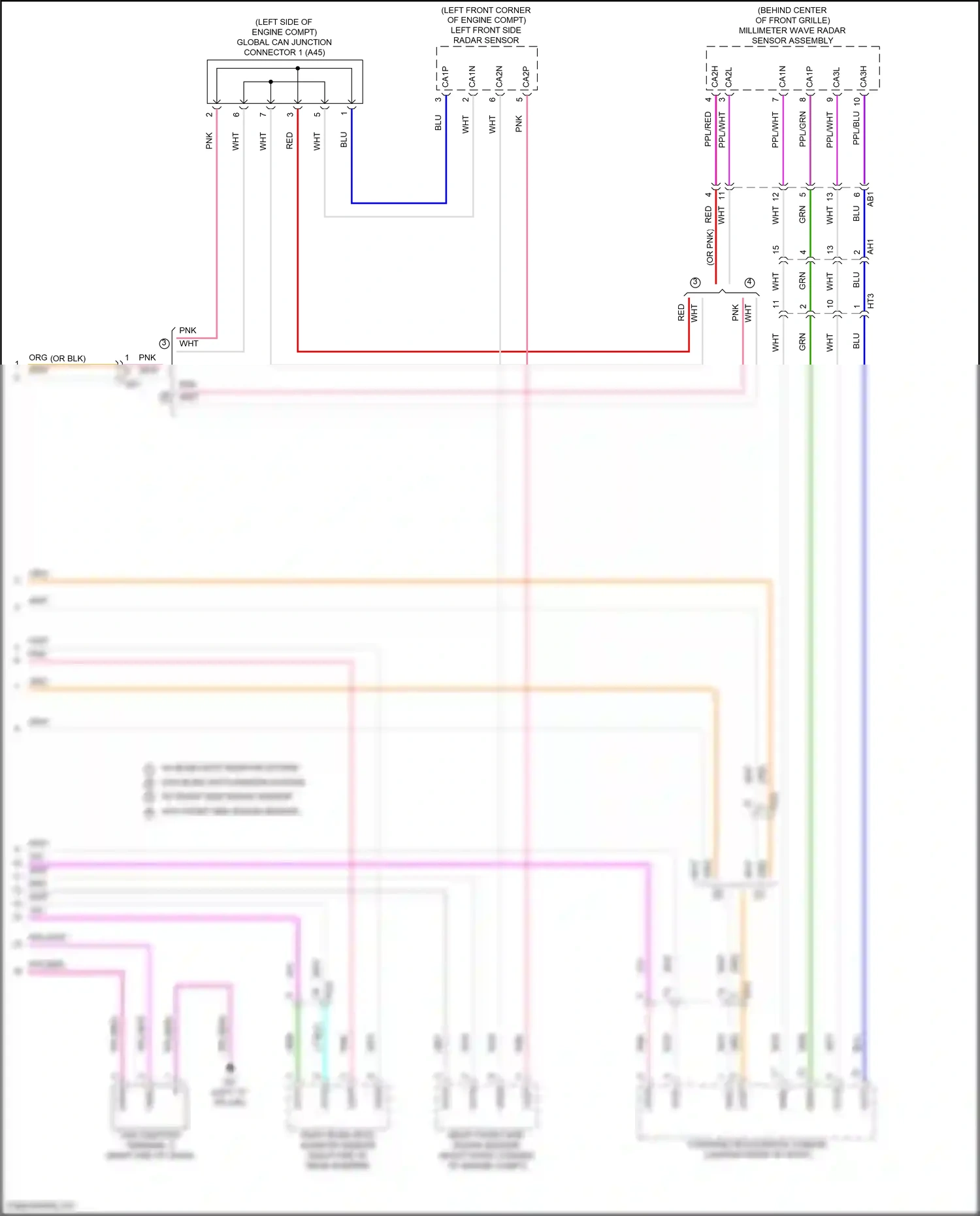 Wiring diagram left front side radar sensor for Toyota Camry XV80 (2024-2024) (1 of 5)