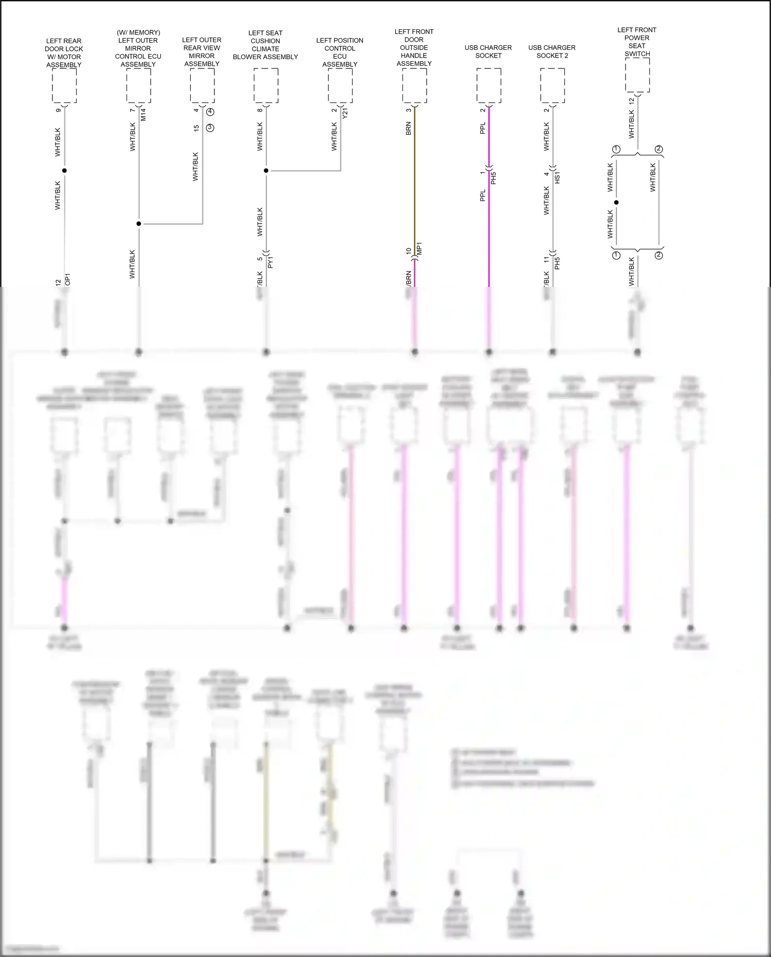 Wiring diagram outer mirror switch assembly for Toyota Camry XV80 (2024-2024) (1 of 6)