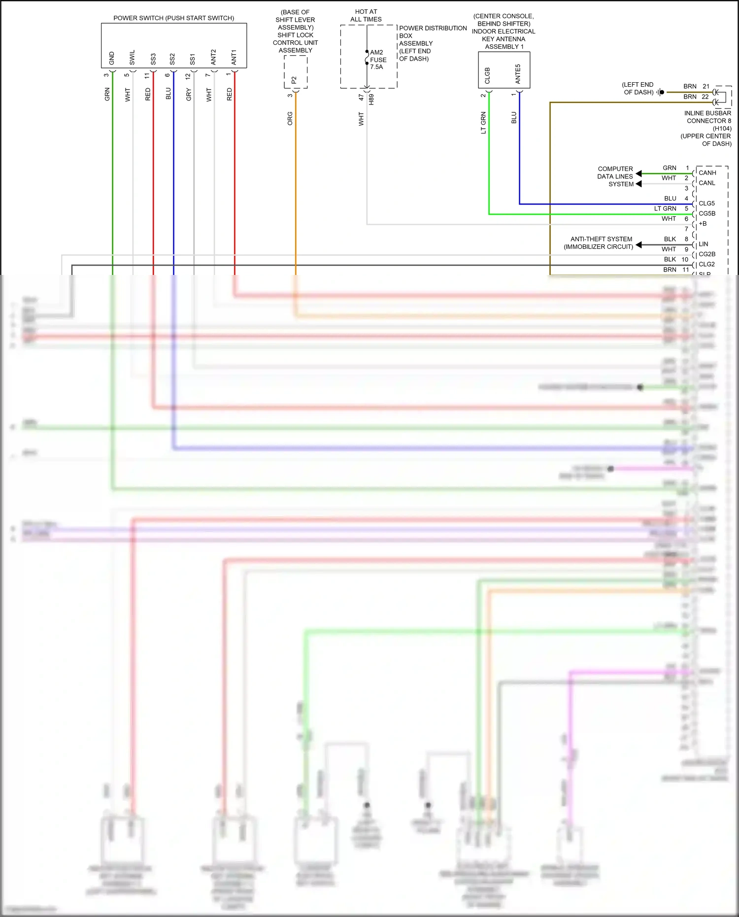 Wiring diagram shift lock control unit assembly for Toyota Camry XV80 (2024-2024) (1 of 7)