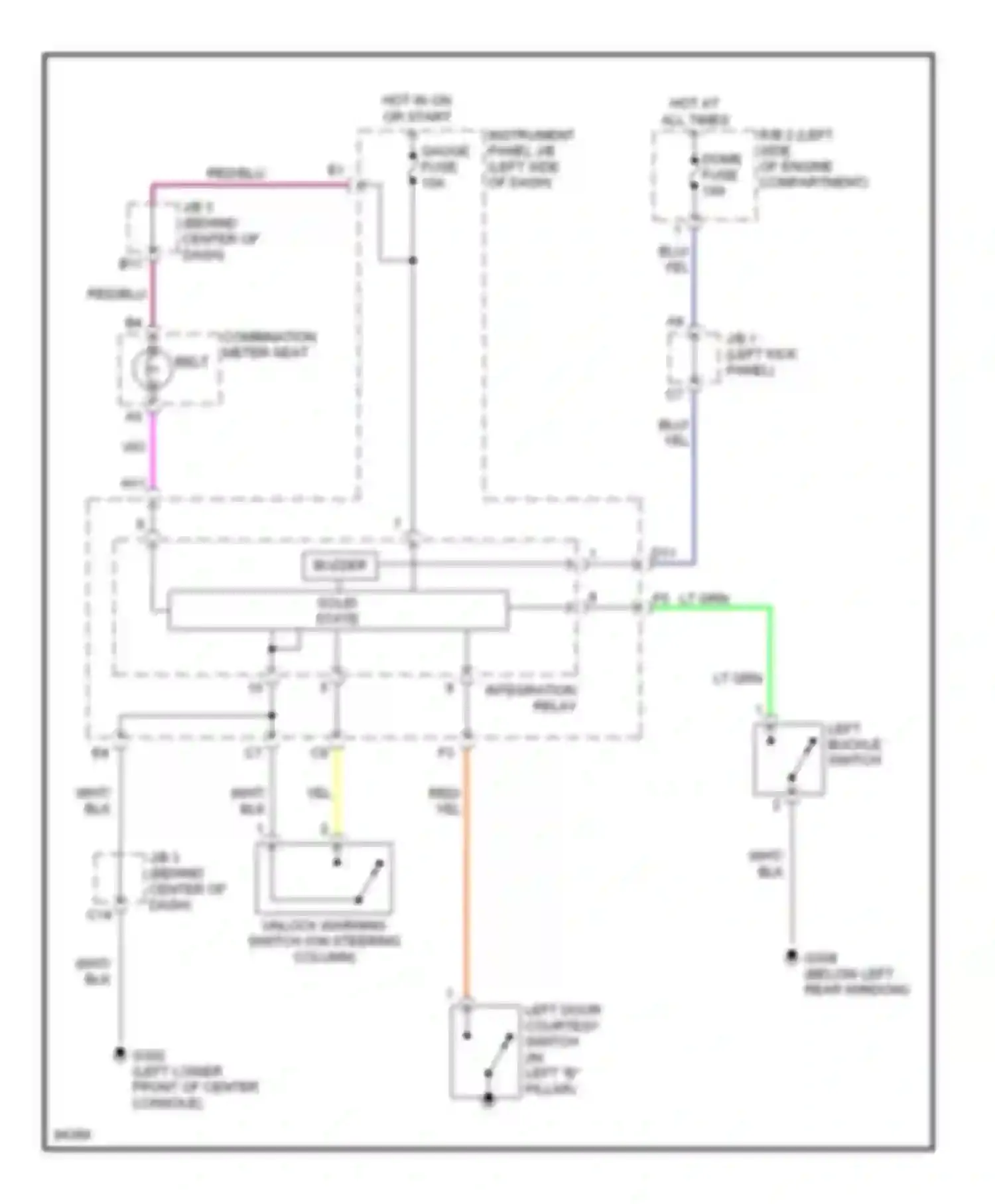 Celica Toyota T200 facelift (1995-1999): Warning system circuits