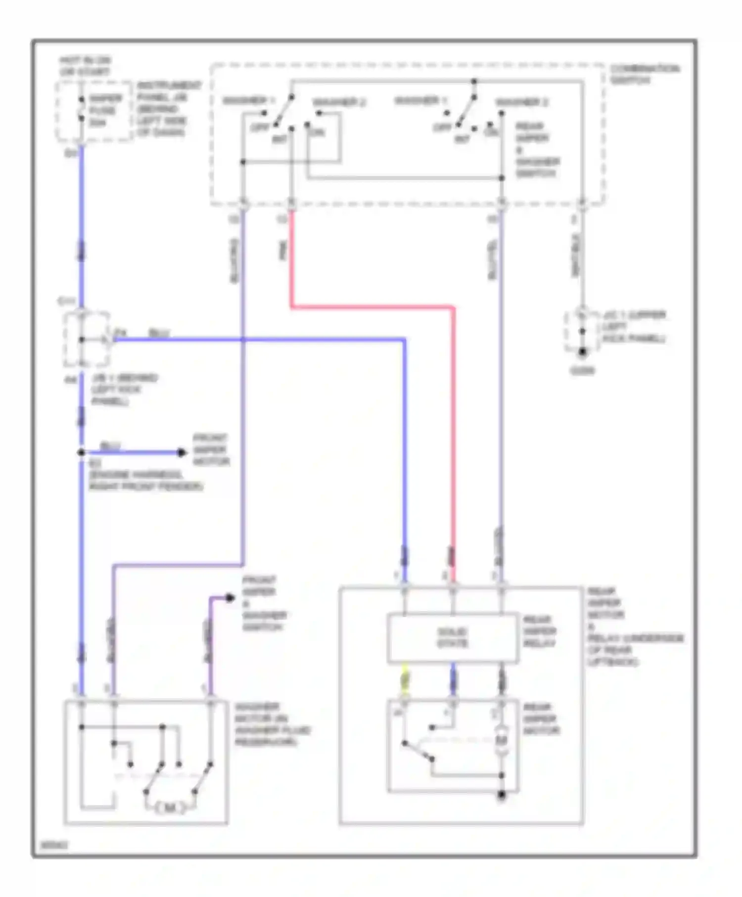 Celica Toyota T200 facelift (1995-1999): Rear wiper/washer circuit
